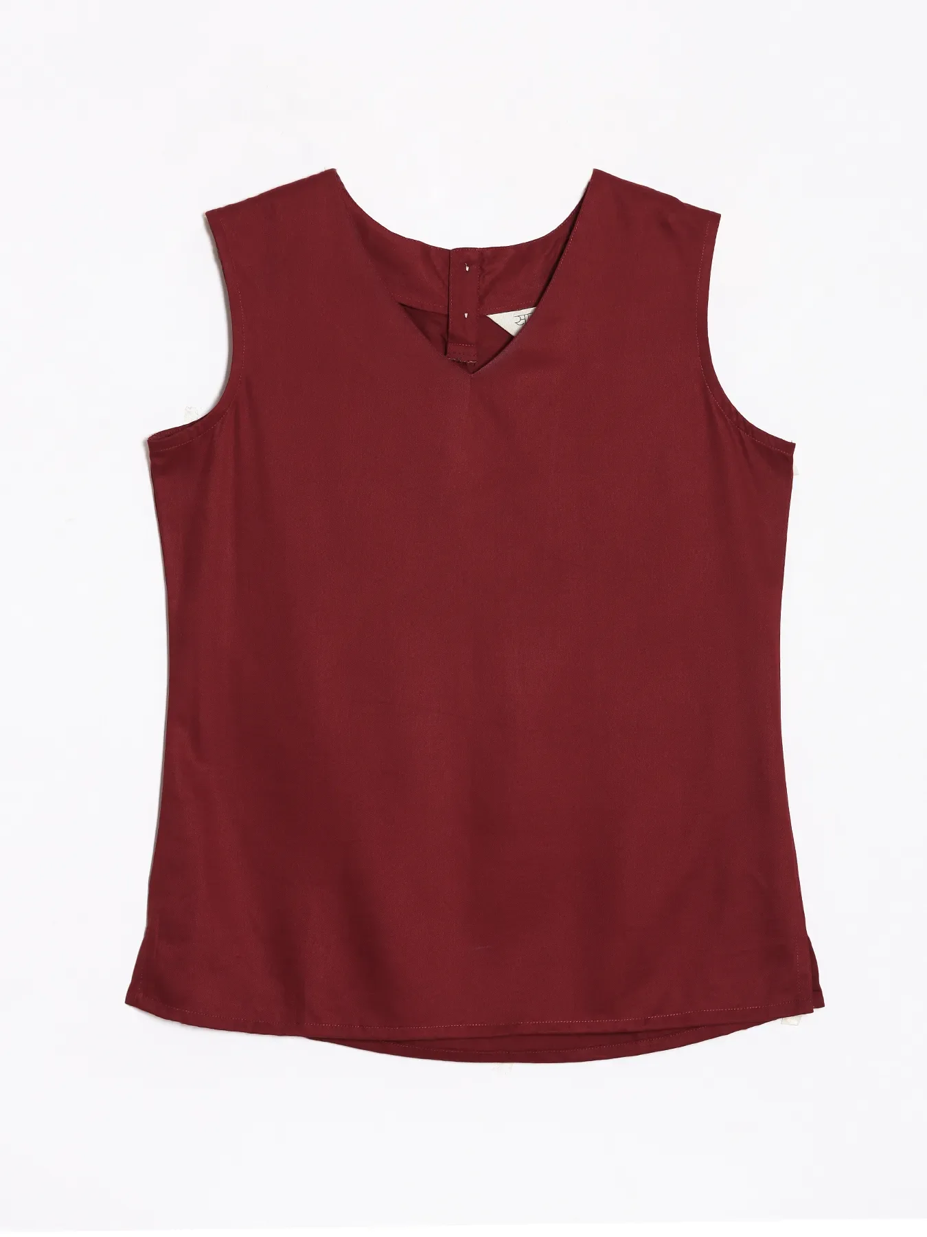 Women Maroon V-Neck Sleeveless Top - Image 13