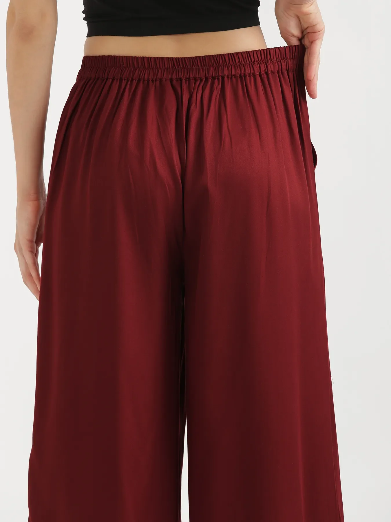 Women Maroon Viscose Palazzo Pant - Image 10