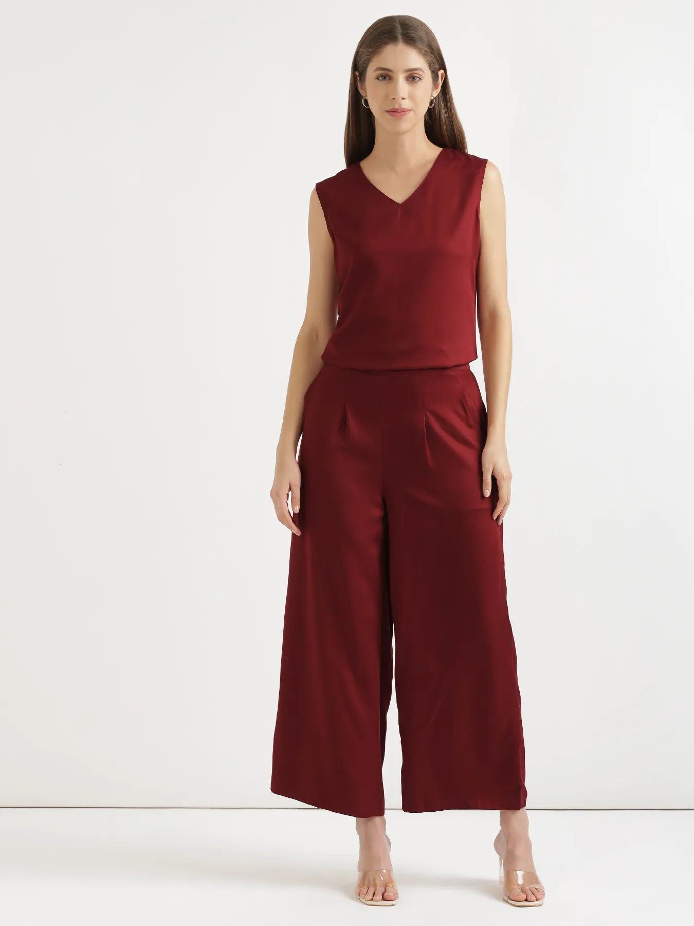 Women Maroon Viscose Palazzo Pant - Image 11