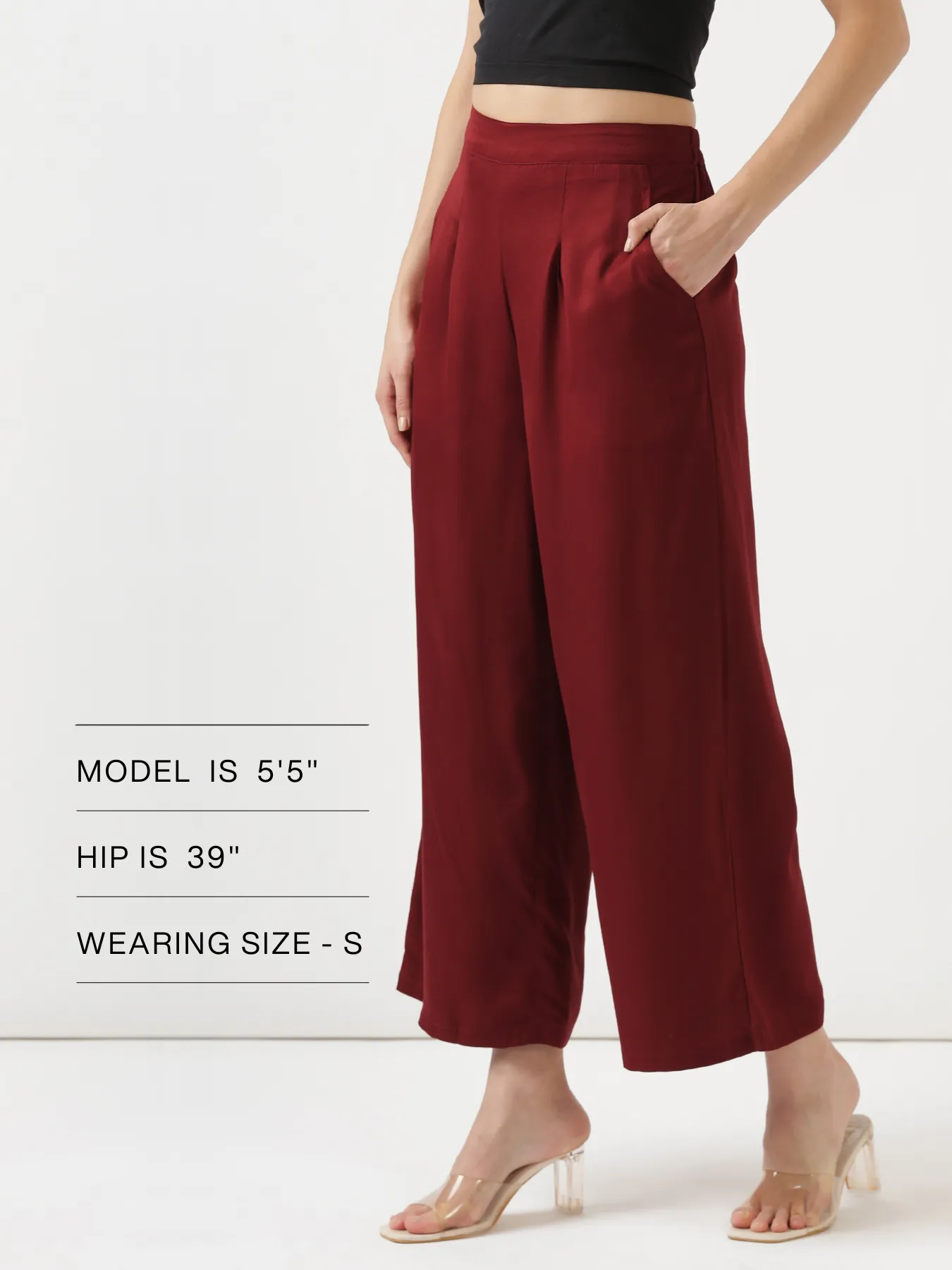 Women Maroon Viscose Palazzo Pant - Image 14