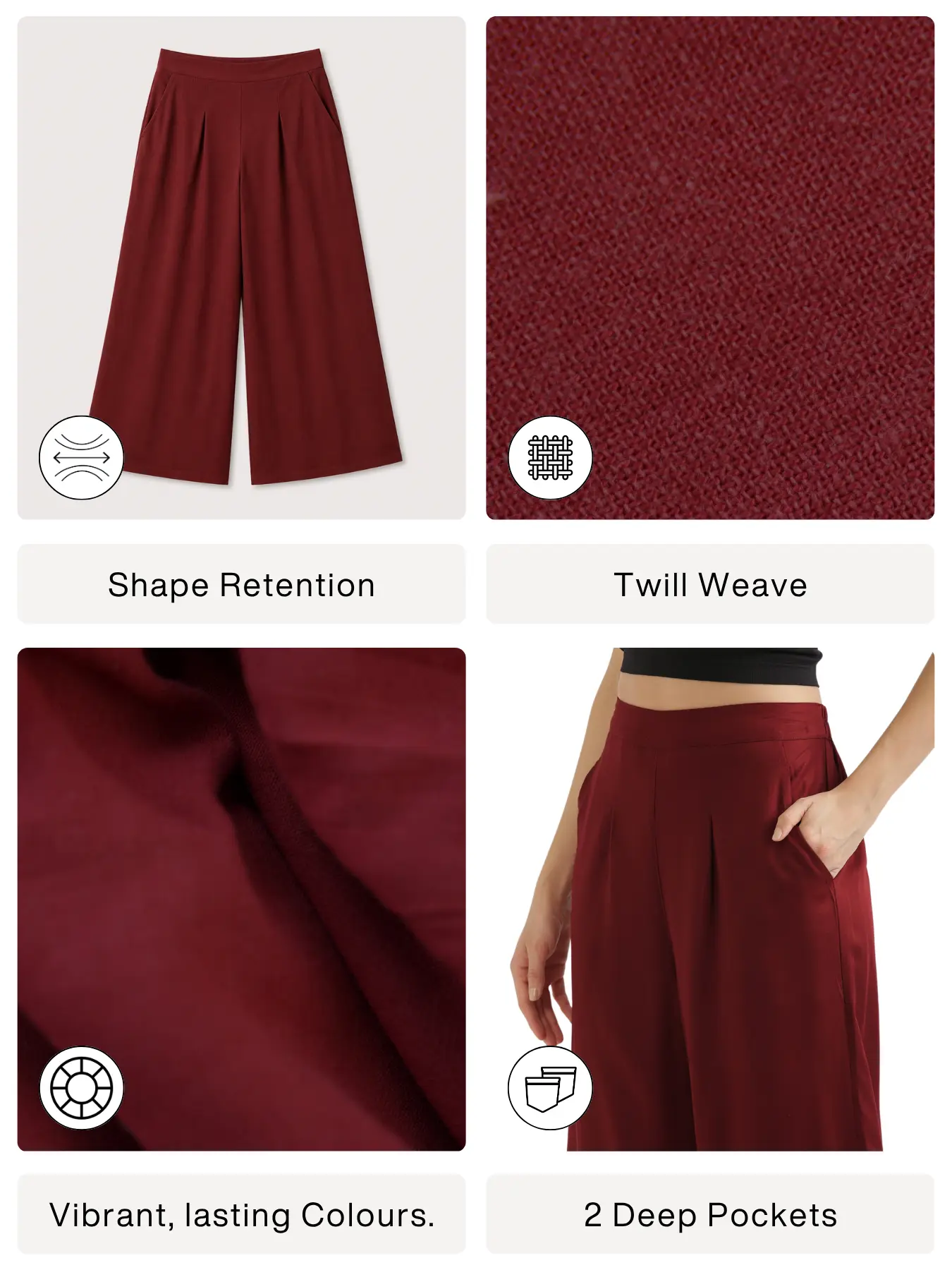 Women Maroon Viscose Palazzo Pant - Image 2