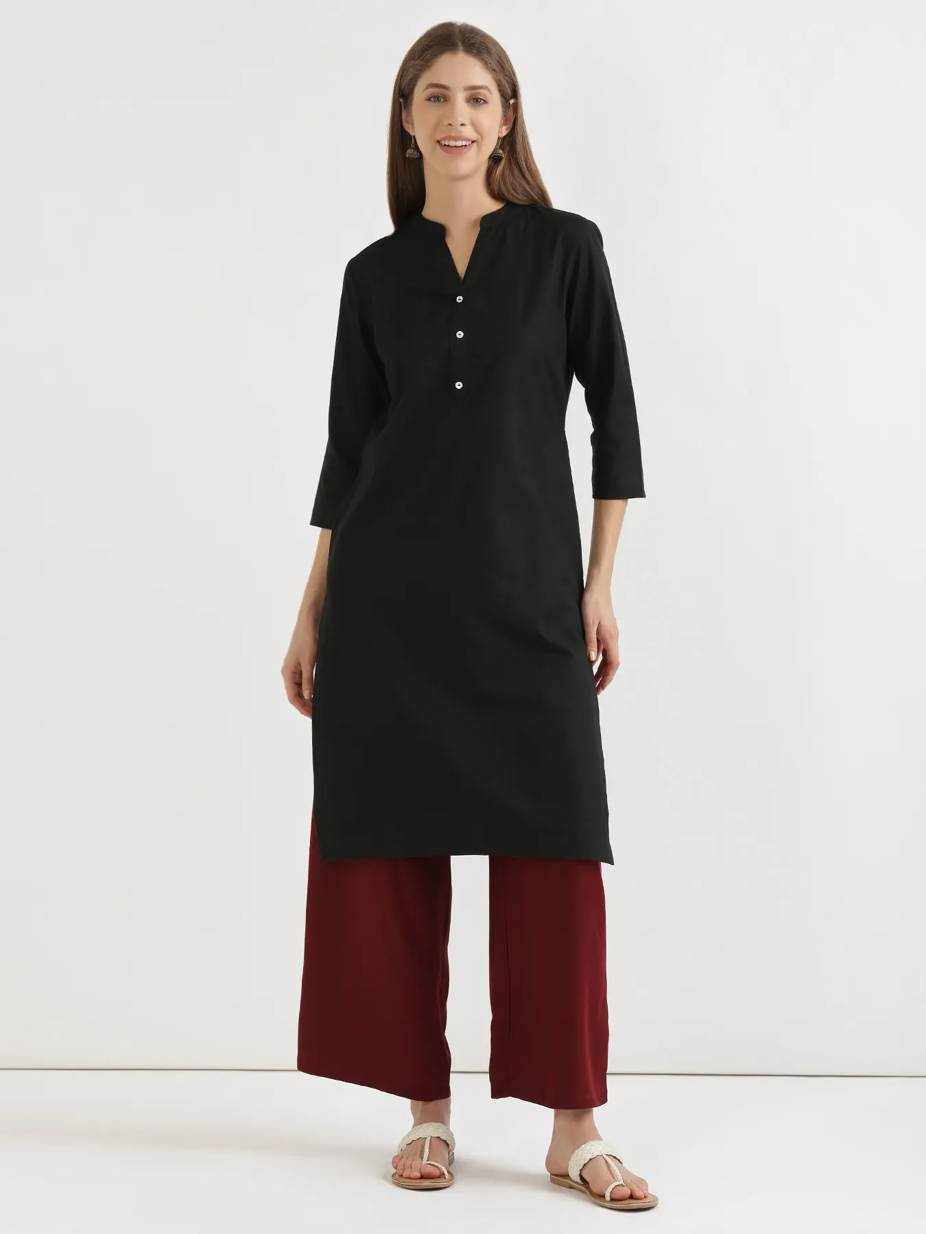 Women Maroon Viscose Palazzo Pant - Image 3