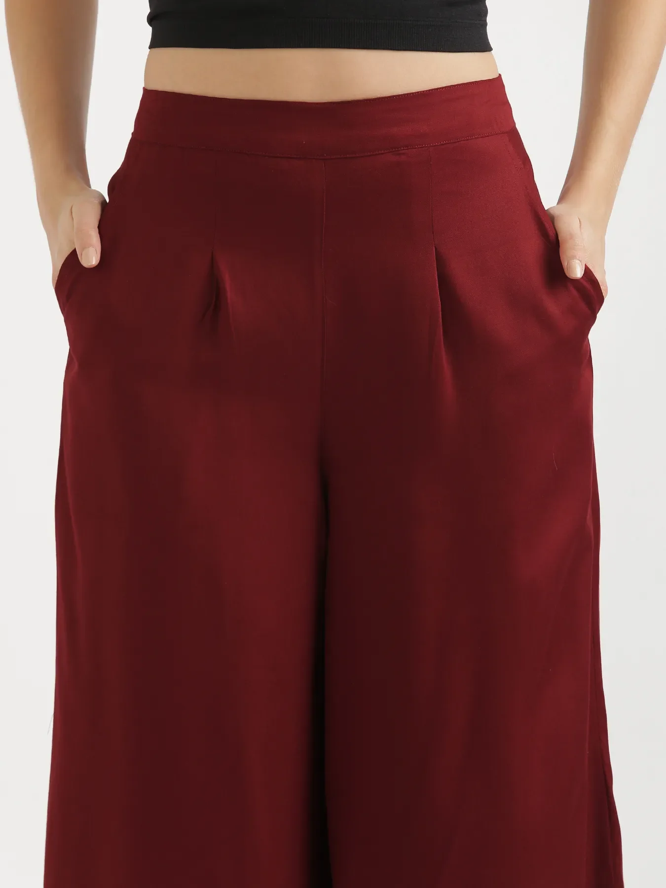 Women Maroon Viscose Palazzo Pant - Image 5