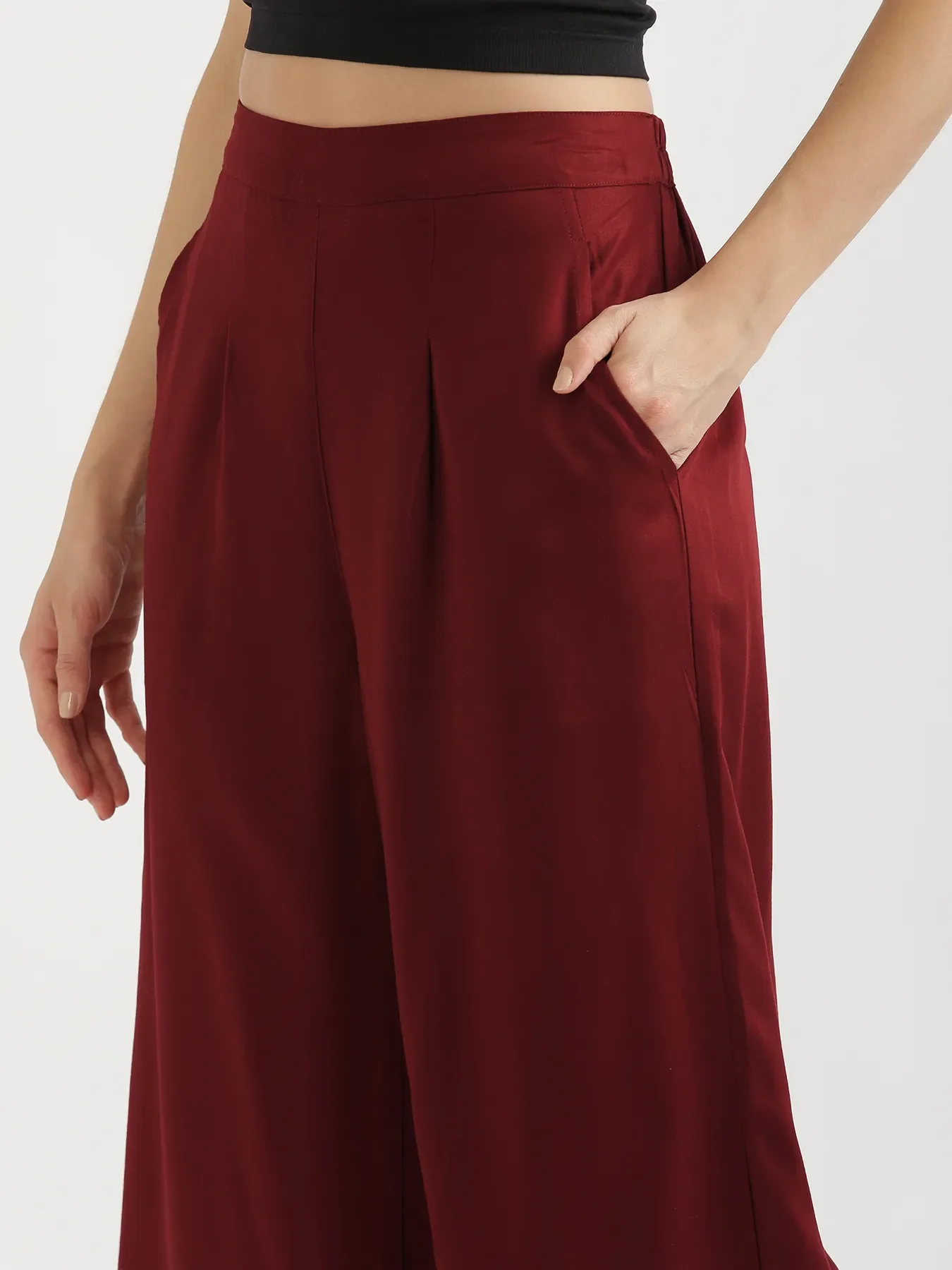 Women Maroon Viscose Palazzo Pant - Image 6