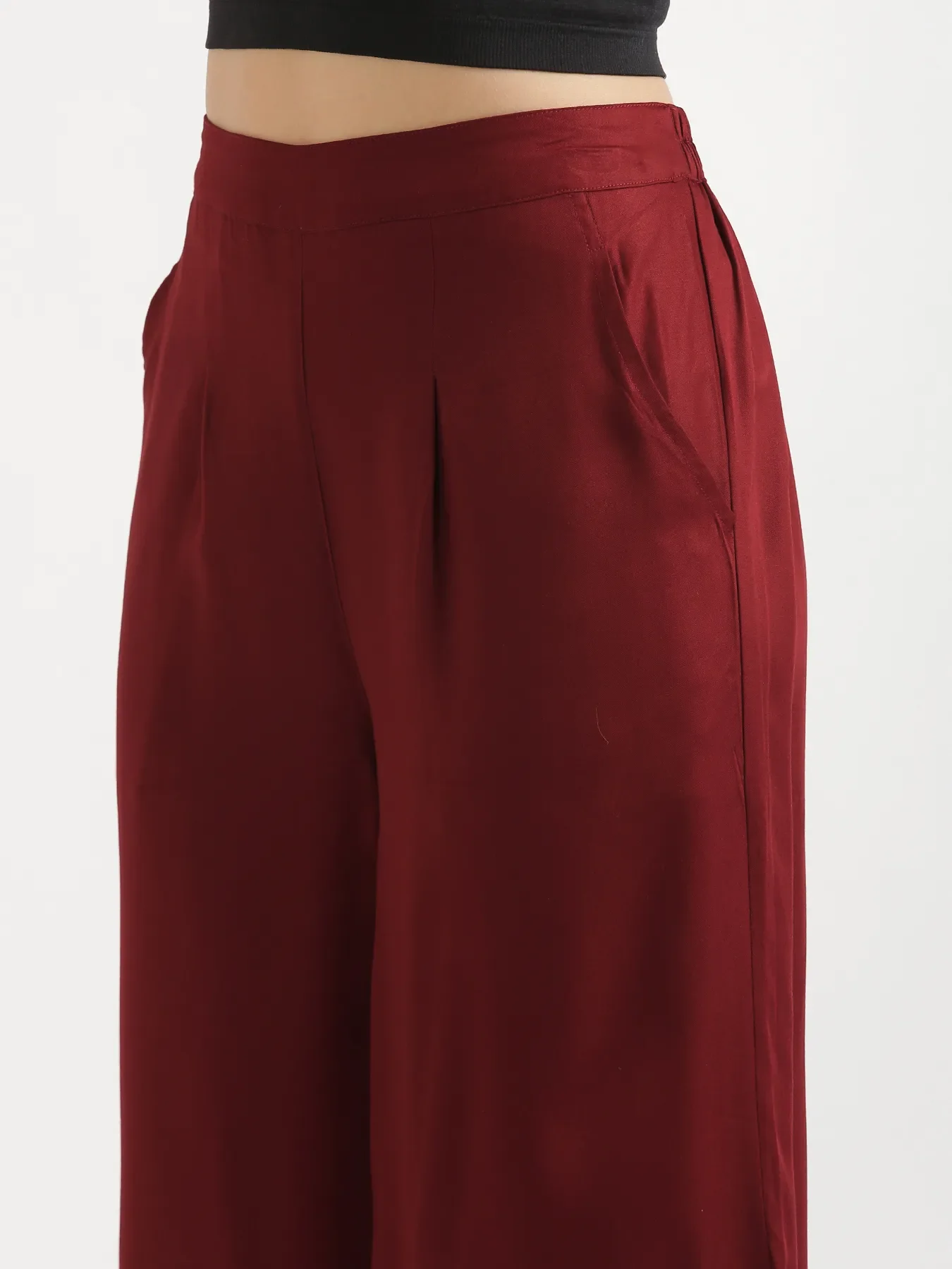 Women Maroon Viscose Palazzo Pant - Image 7