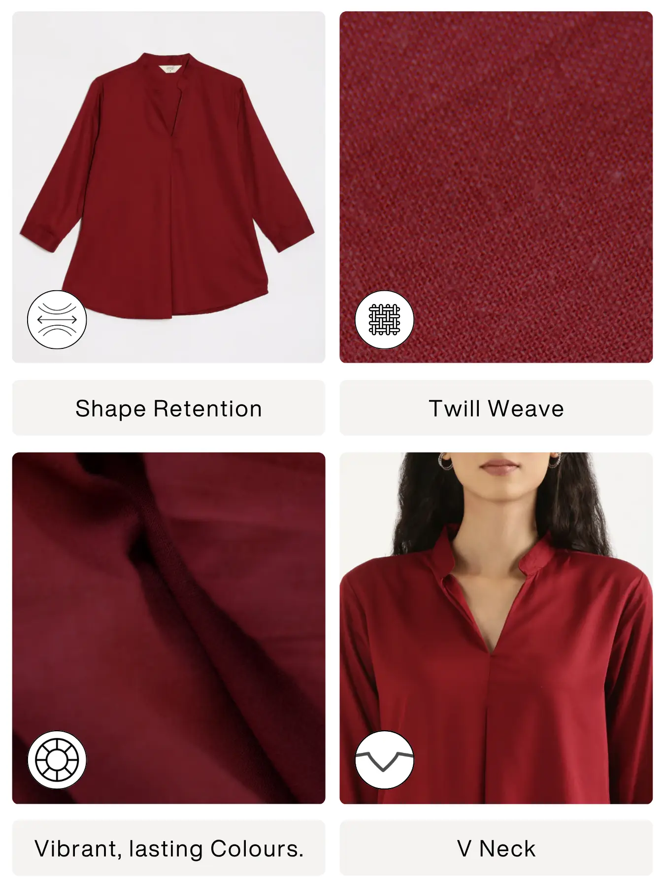Women Maroon Viscose Pleated Top - Image 2