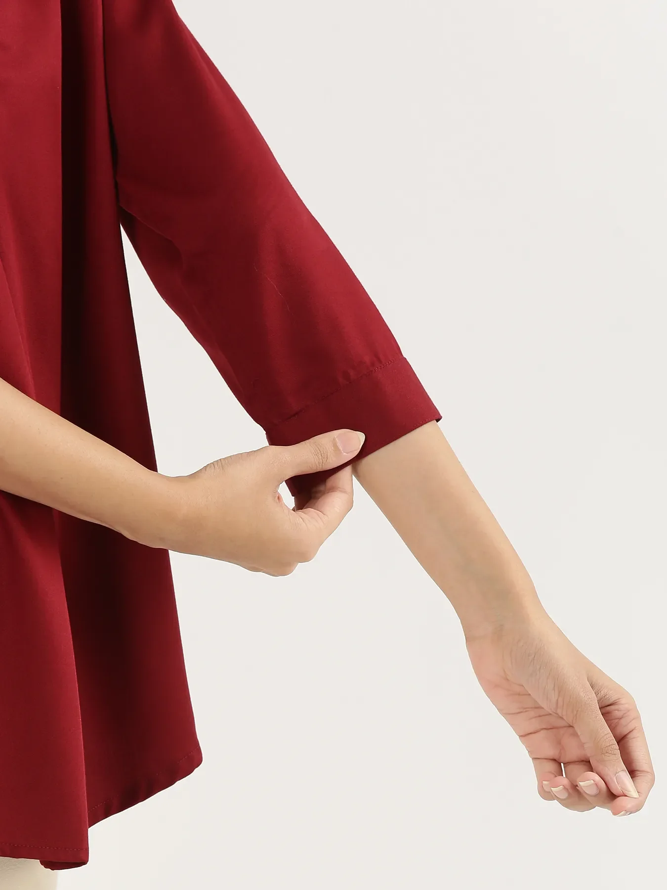 Women Maroon Viscose Pleated Top - Image 7