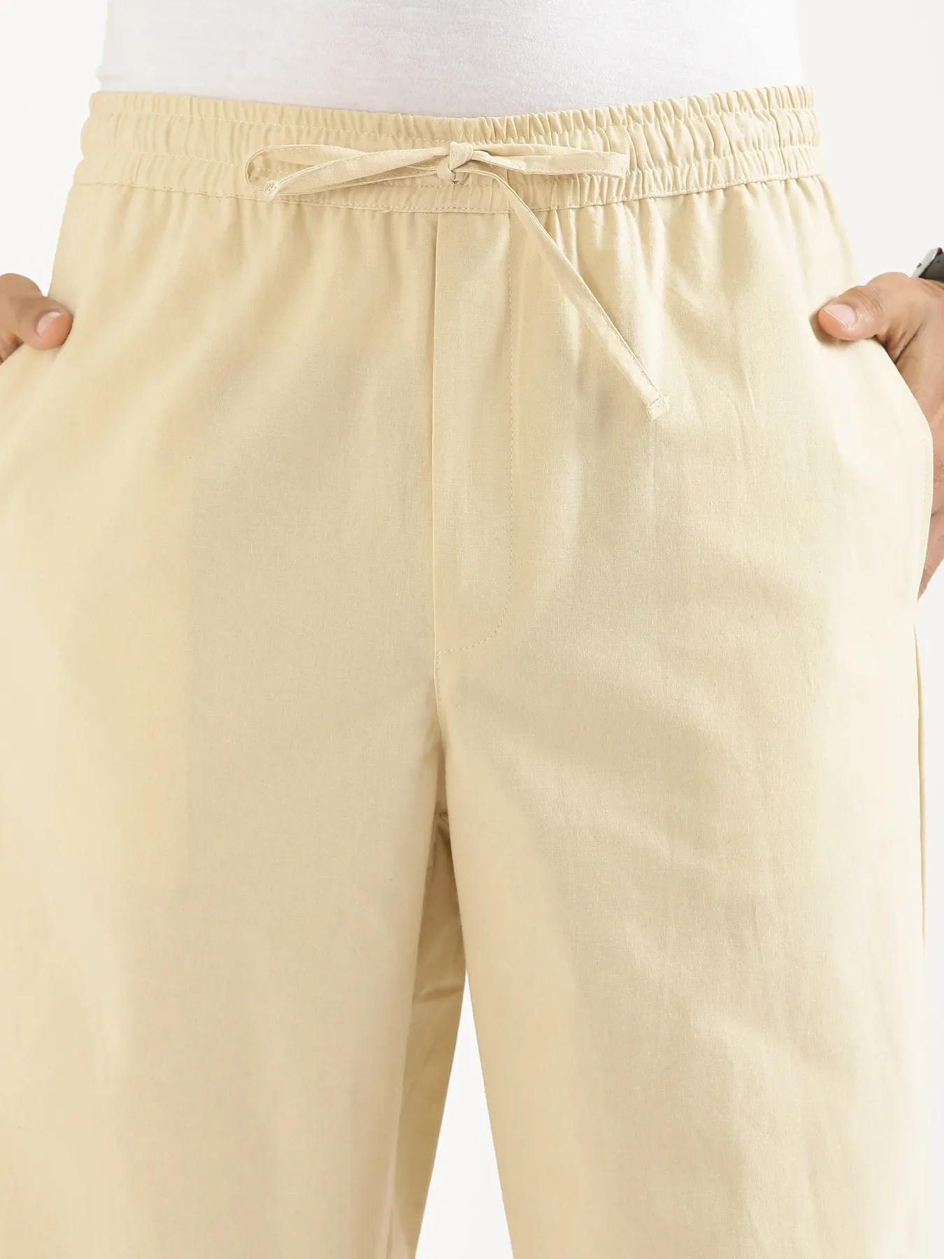 Men Beige Cotton Pant - Image 11
