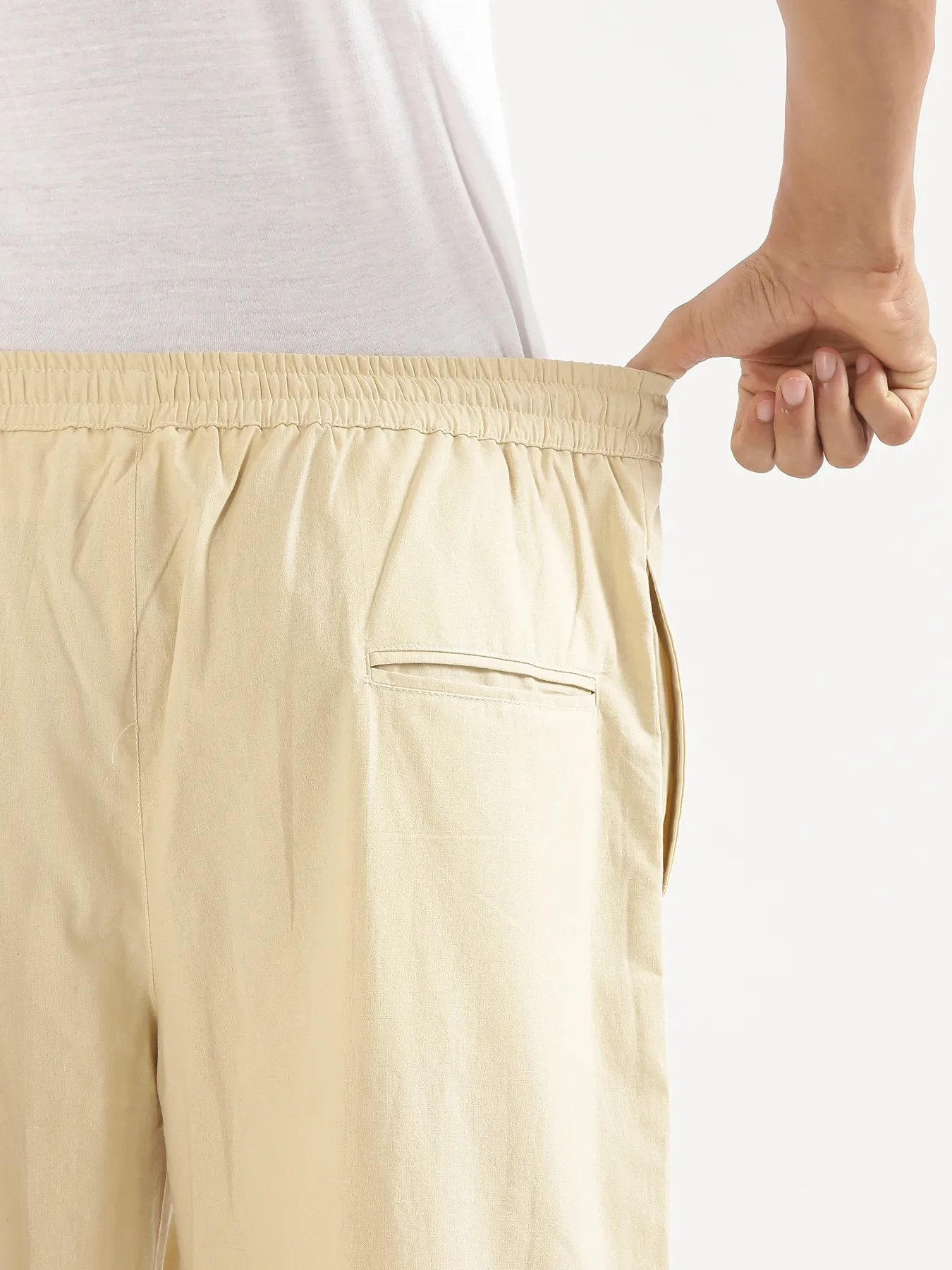 Men Beige Cotton Pant - Image 12