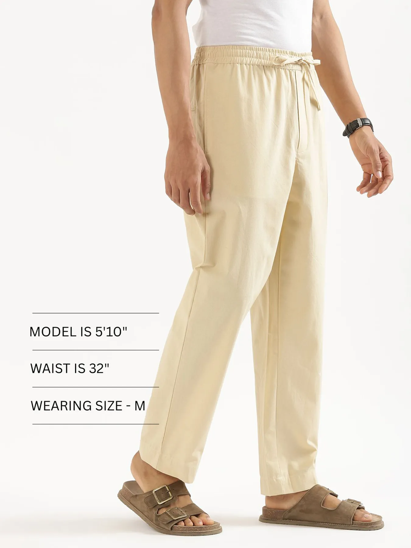 Men Beige Cotton Pant - Image 13