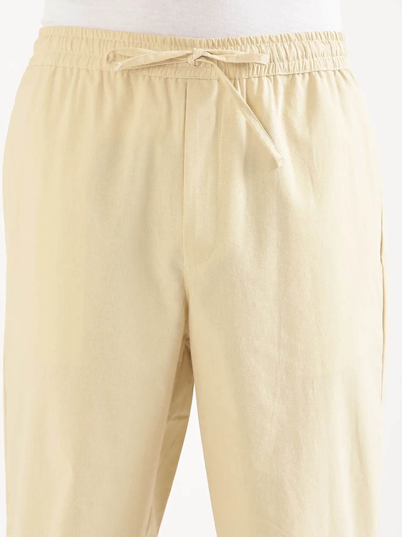 Men Beige Cotton Pant - Image 8