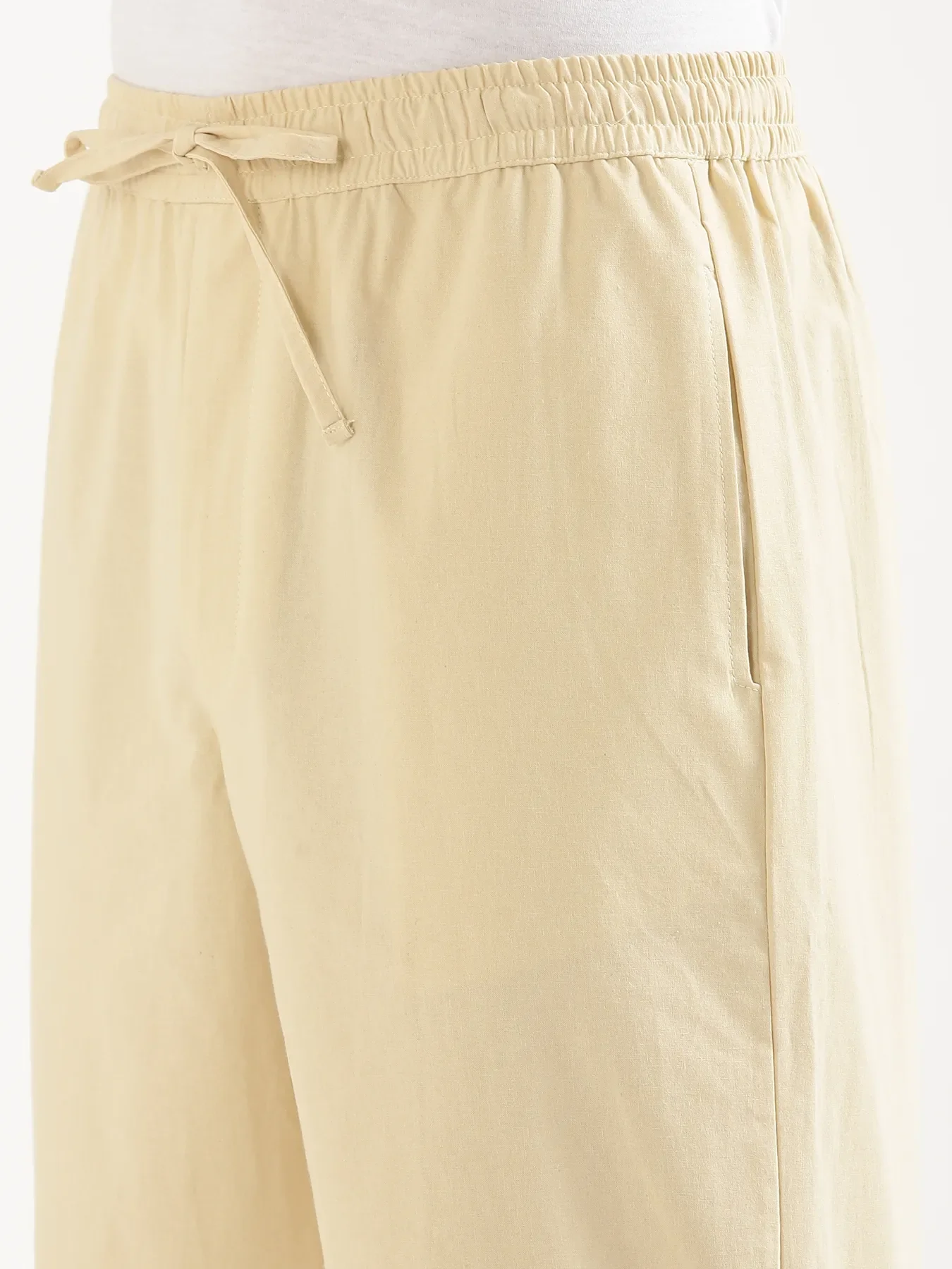 Men Beige Cotton Pant - Image 9