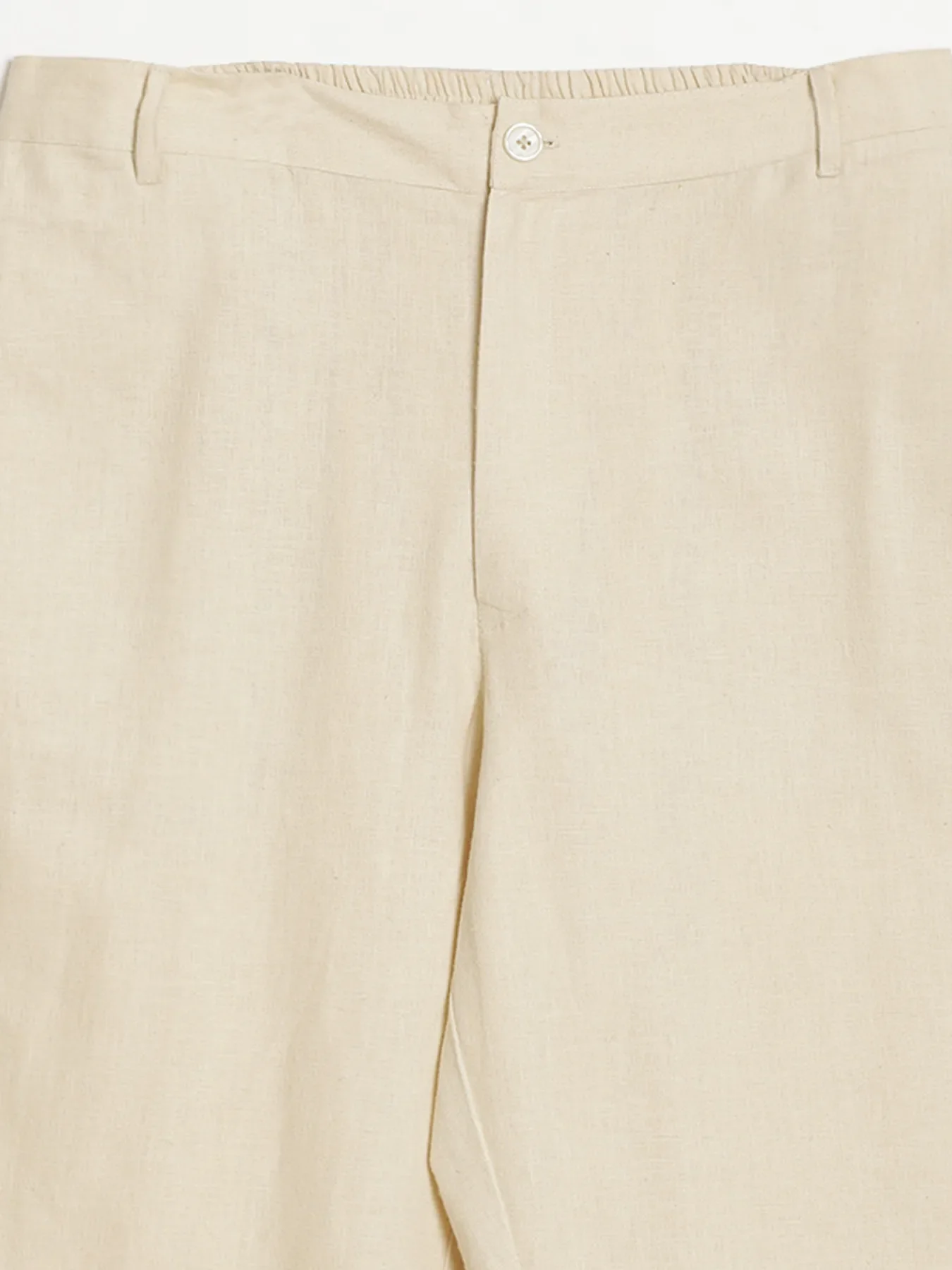 Men Beige Linen Blend Straight Pant - Image 11