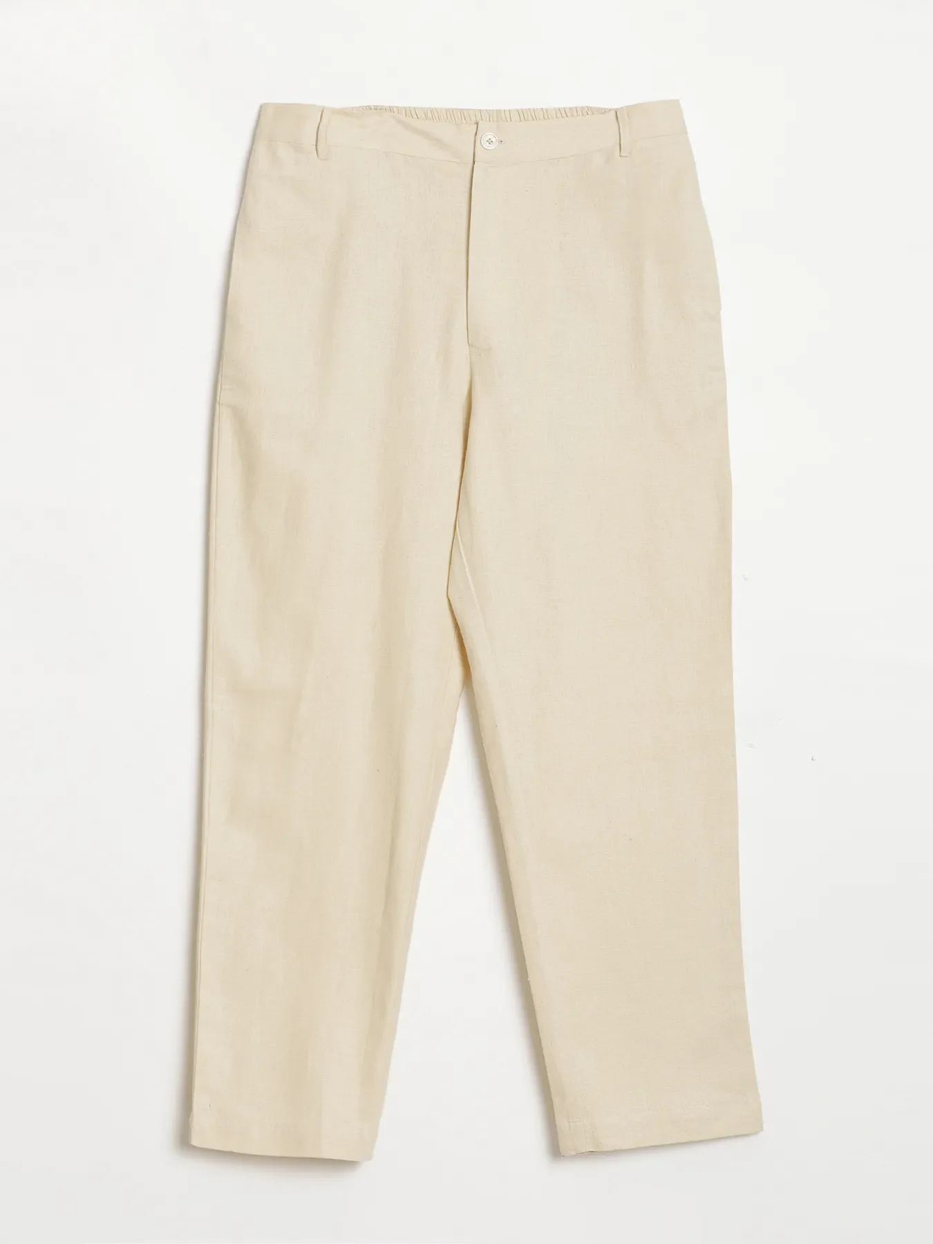 Men Beige Linen Blend Straight Pant - Image 12