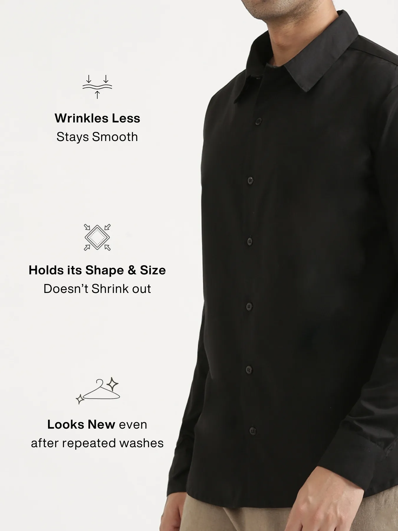 Men Black Better Cotton Full Sleeve Shirt - Image 4