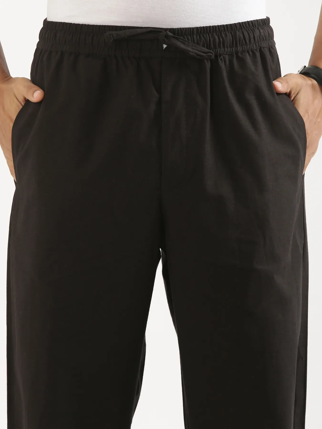 Men Black Cotton Pant - Image 11