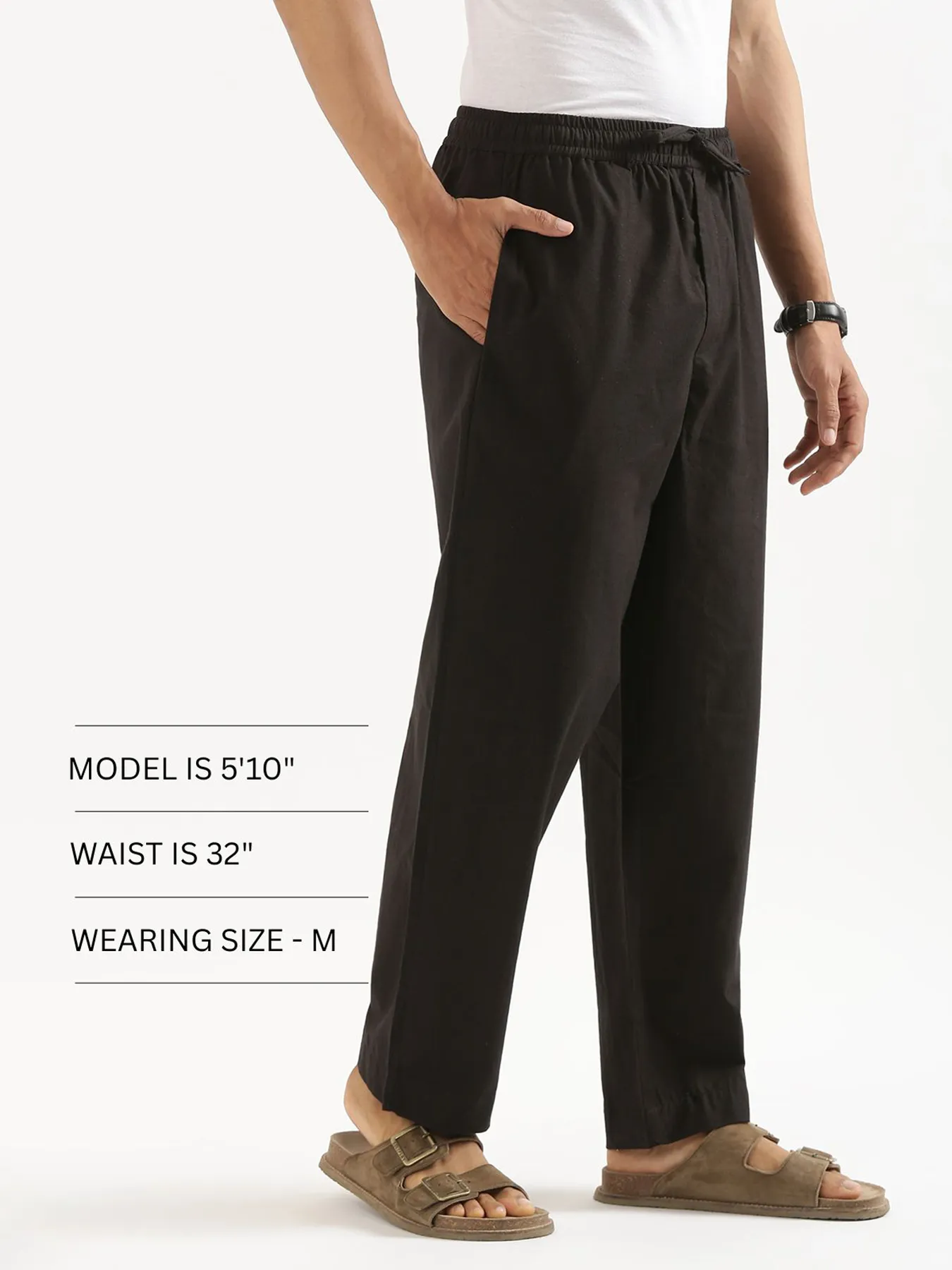 Men Black Cotton Pant - Image 13