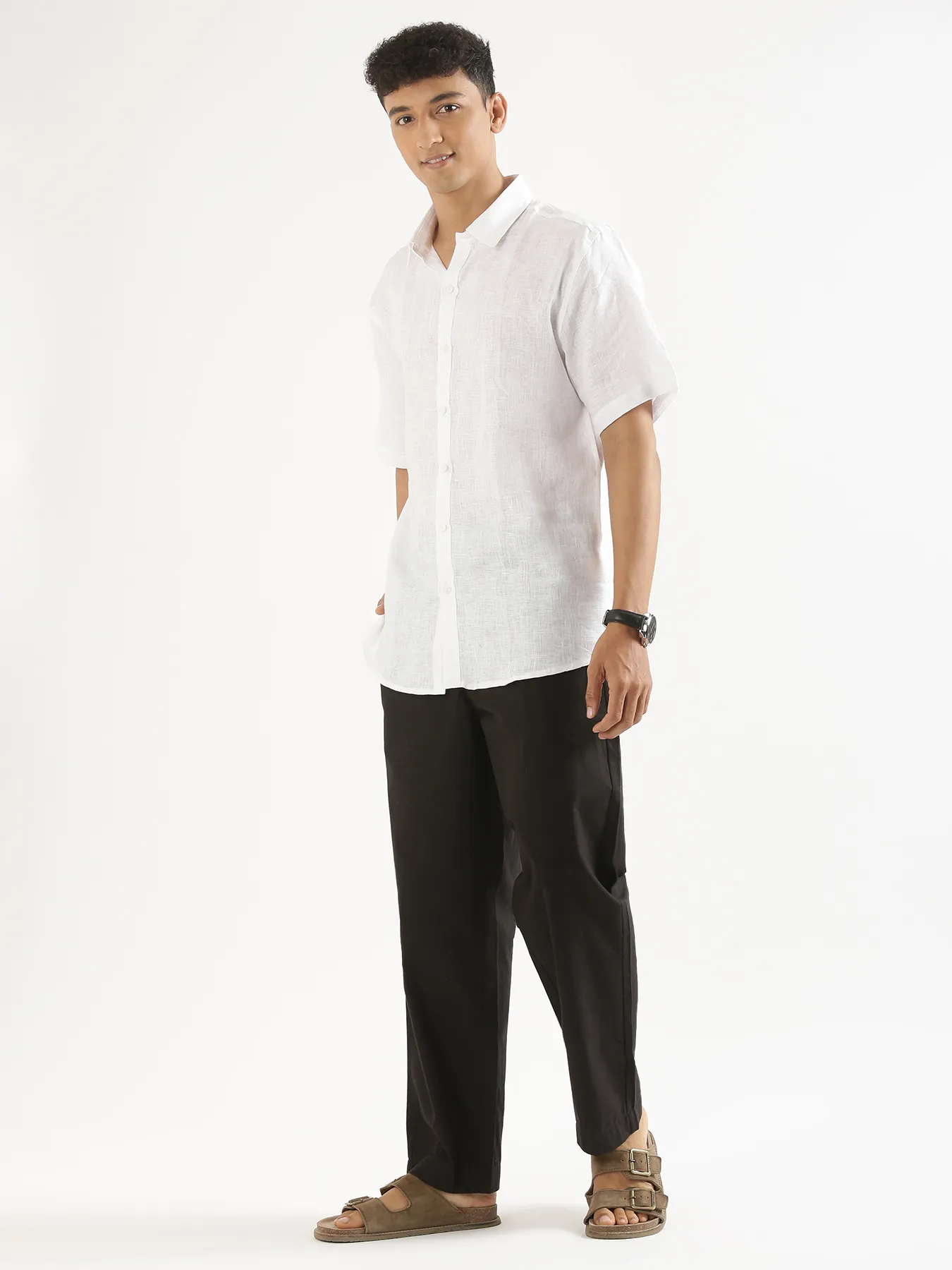Men Black Cotton Pant - Image 3