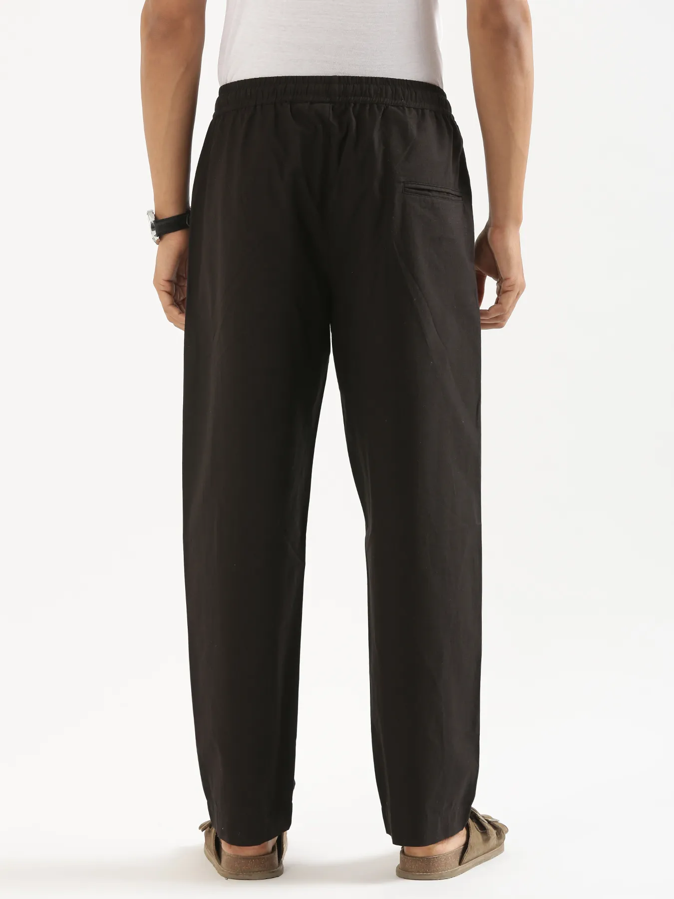 Men Black Cotton Pant - Image 6
