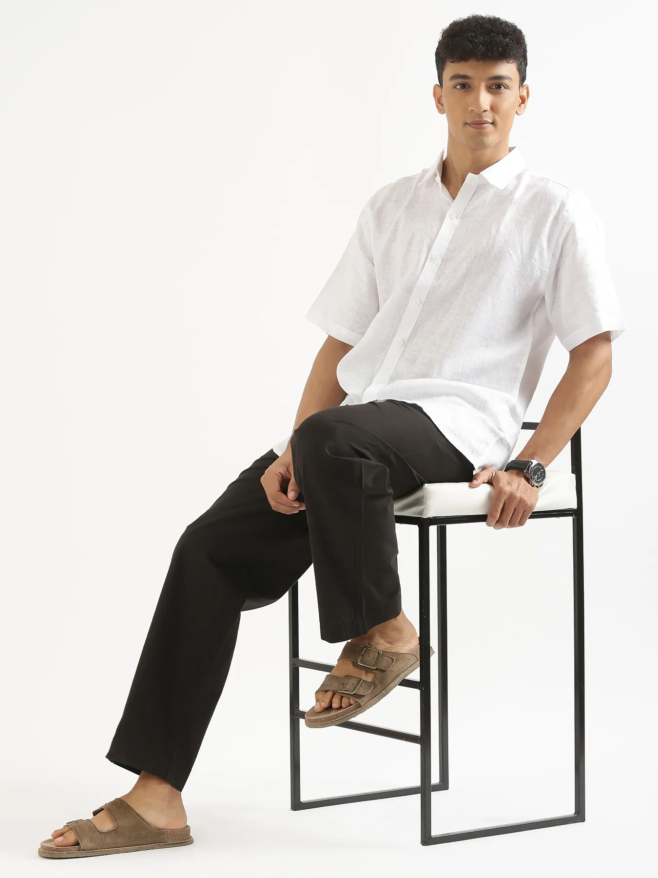 Men Black Cotton Pant - Image 7