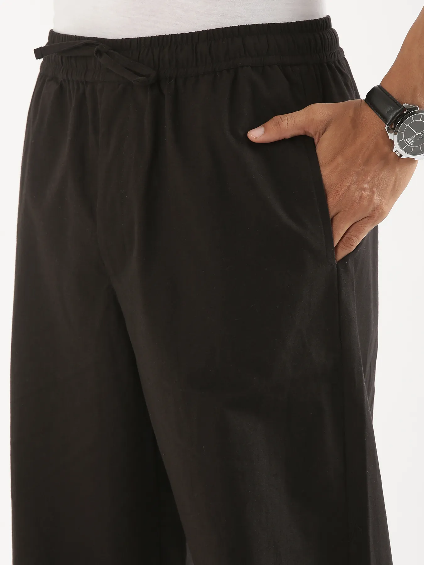 Men Black Cotton Pant - Image 9