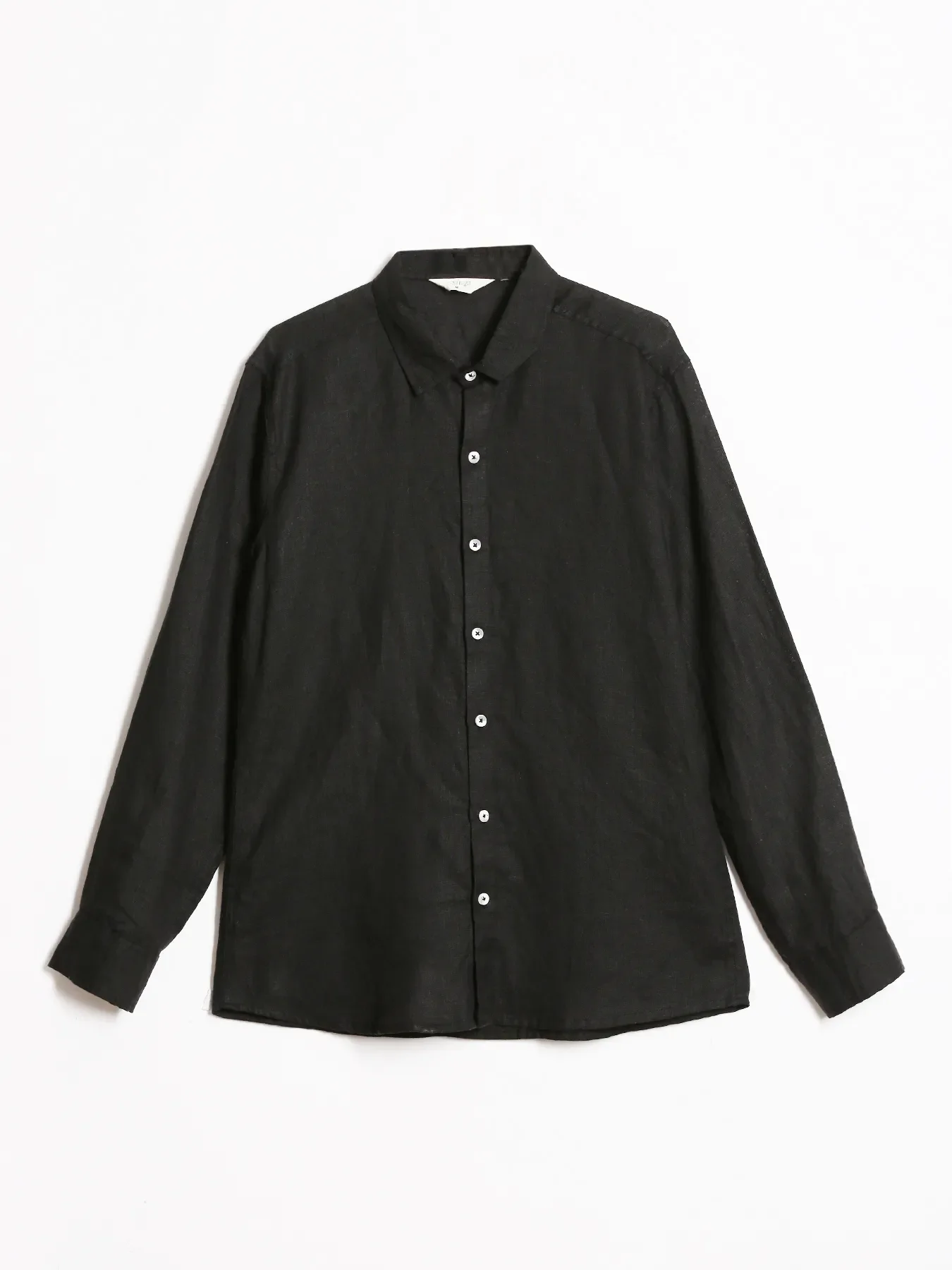 Men Black Pure Linen Full Sleeve Shirt - Image 14