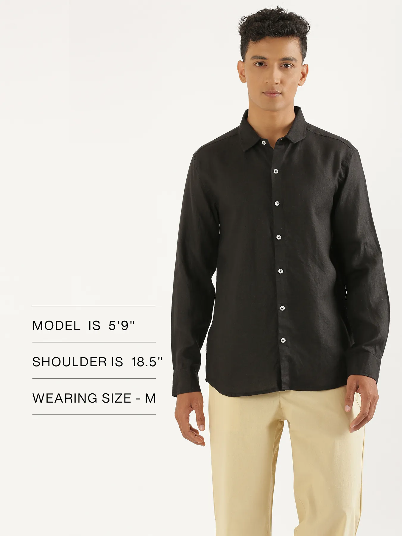 Men Black Pure Linen Full Sleeve Shirt - Image 16