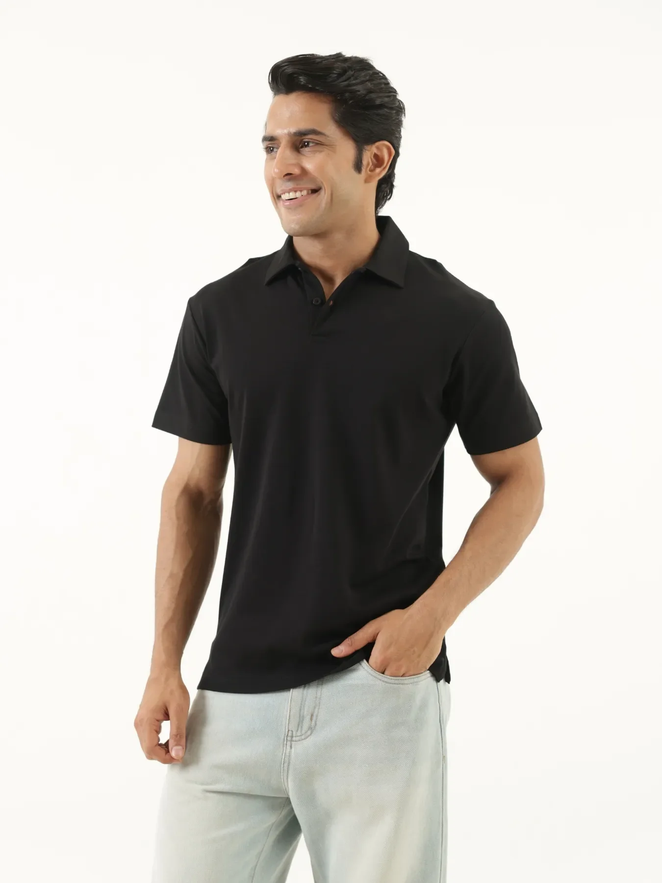 Men Black Polo T-shirt
