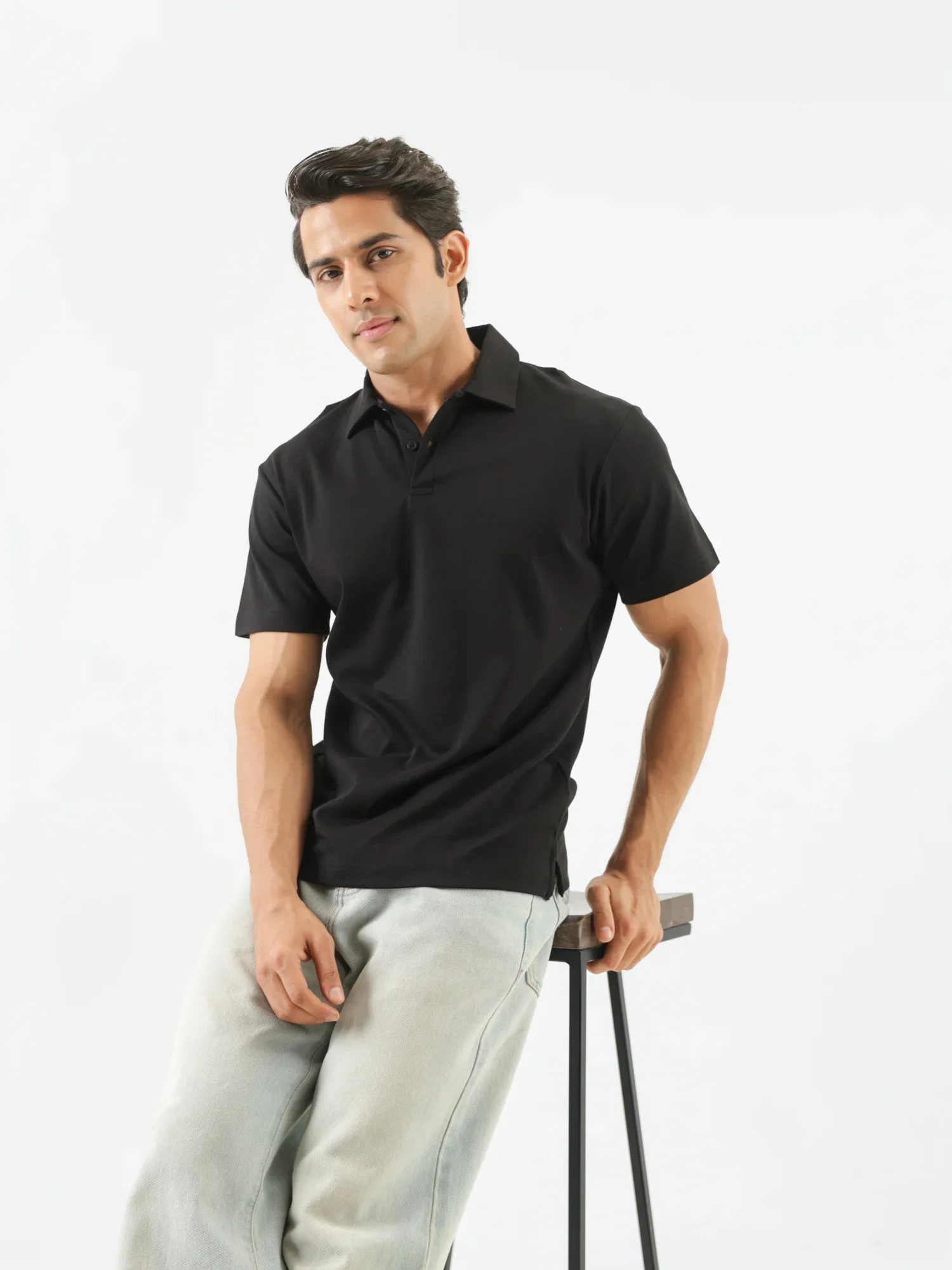 Men Black Polo T-shirt - Image 10