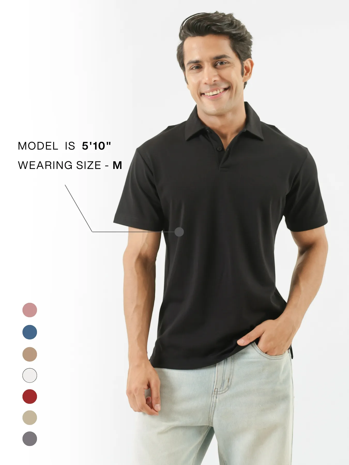 Men Black Polo T-shirt - Image 11