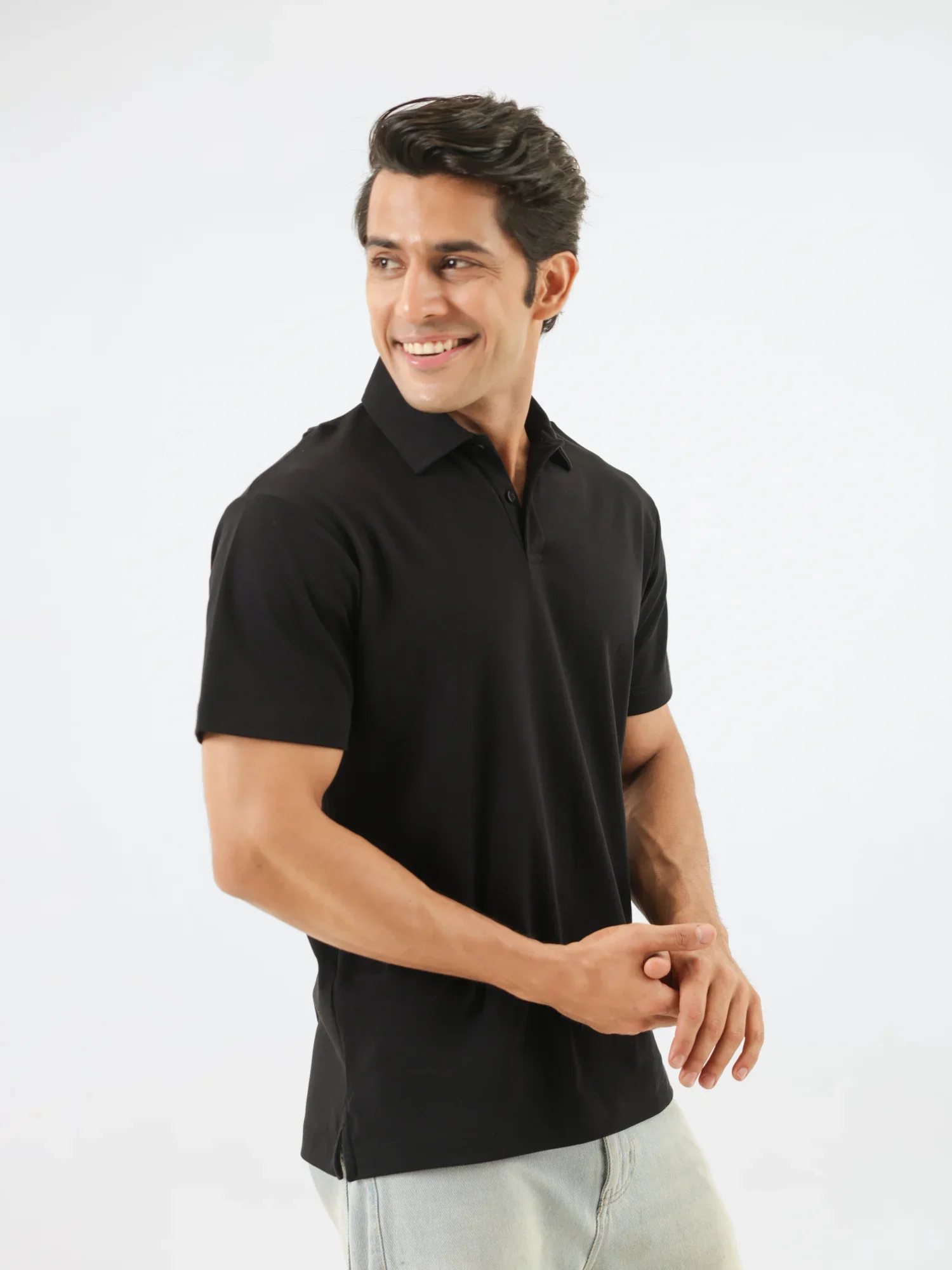 Men Black Polo T-shirt - Image 5