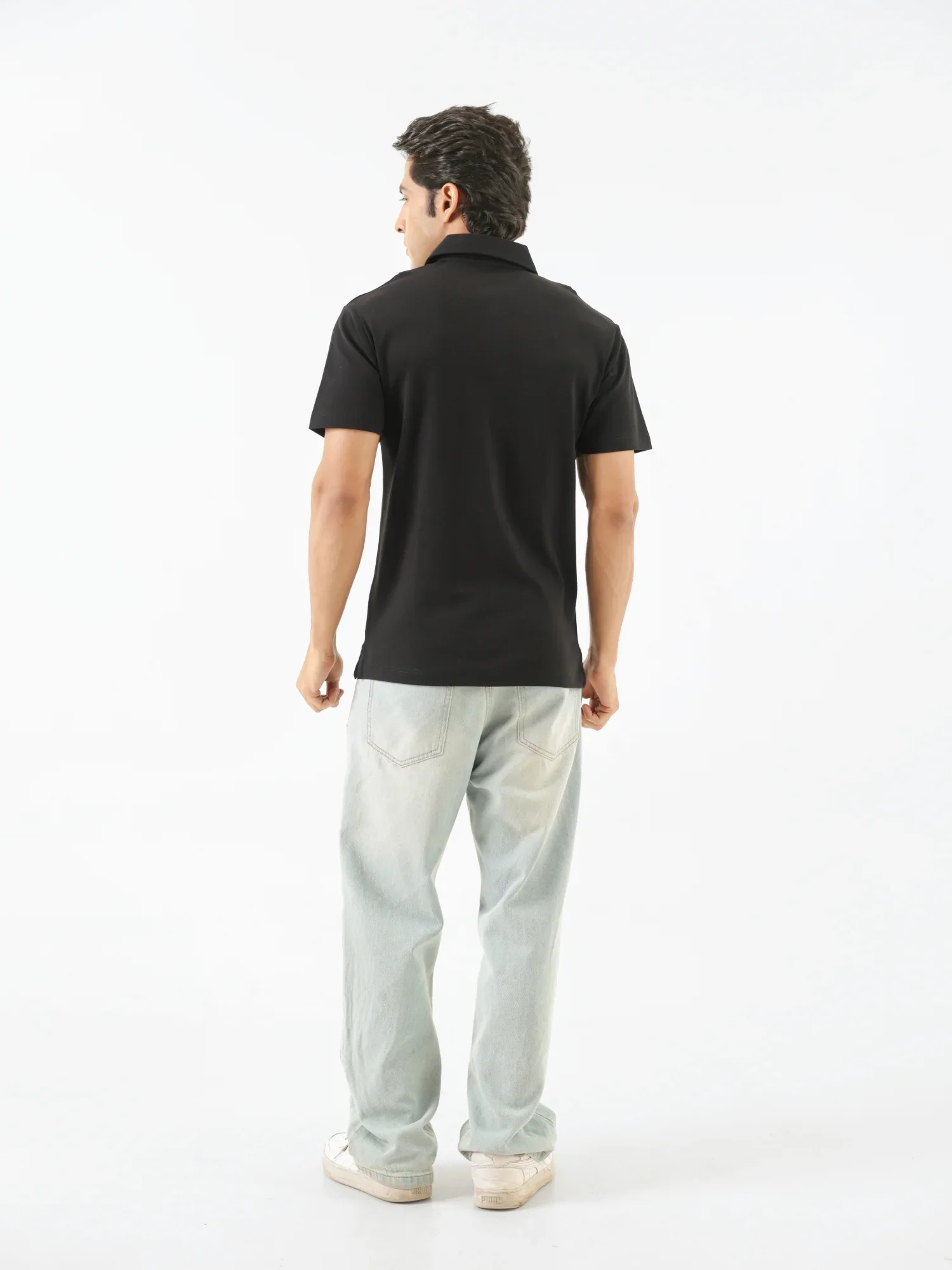 Men Black Polo T-shirt - Image 6