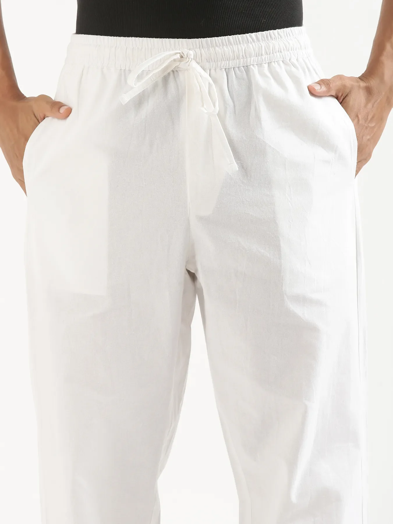 Men White Cotton Pant - Image 10