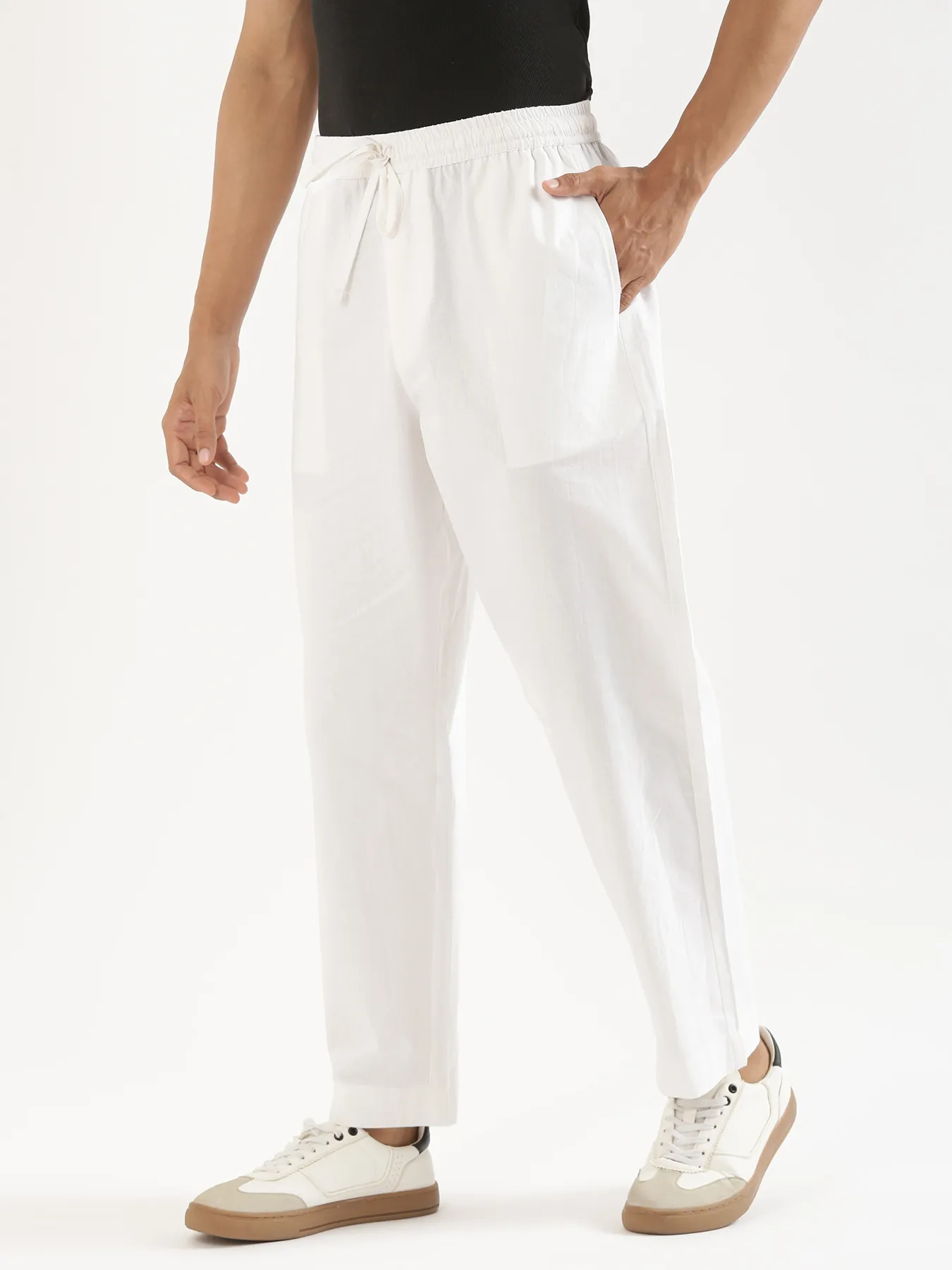 Men White Cotton Pant - Image 4