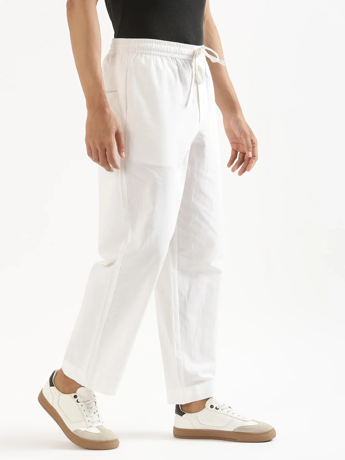 Men White Cotton Pant - Image 5