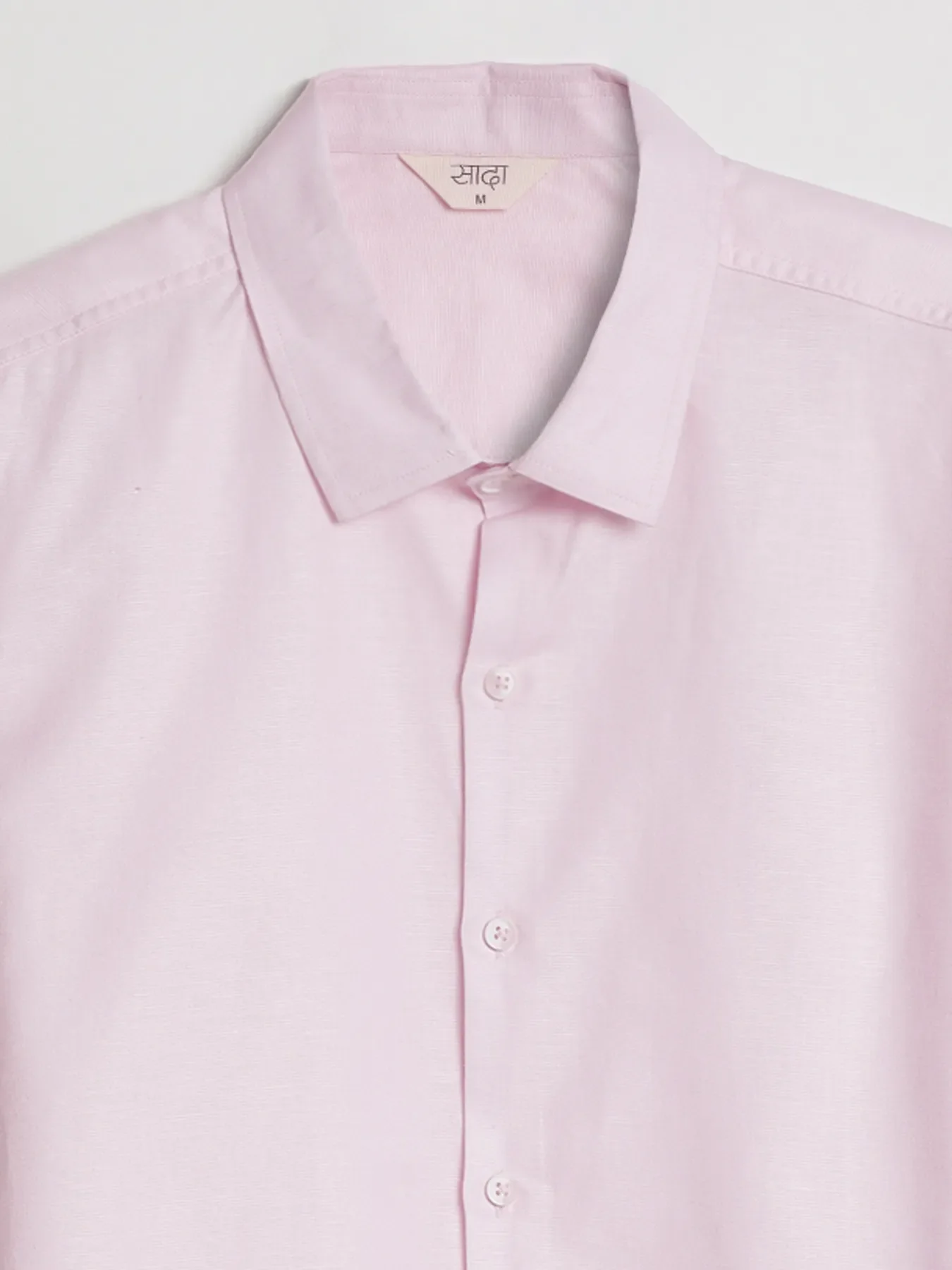 Men Blush Pink Linen Blend Short Sleeve Shirt - Image 12