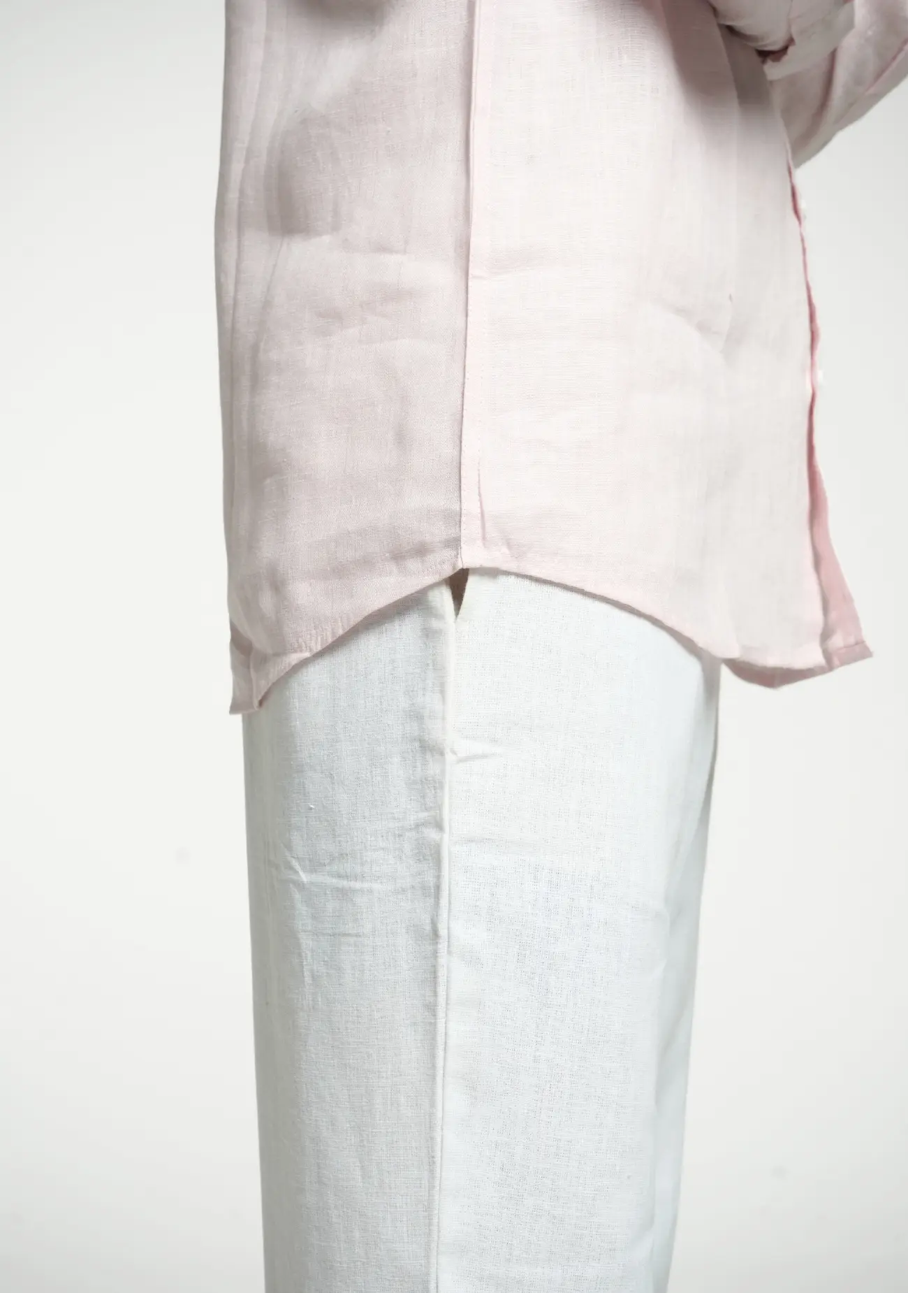 Men Blush Pink Pure Linen Full Sleeve Shirt - Image 9