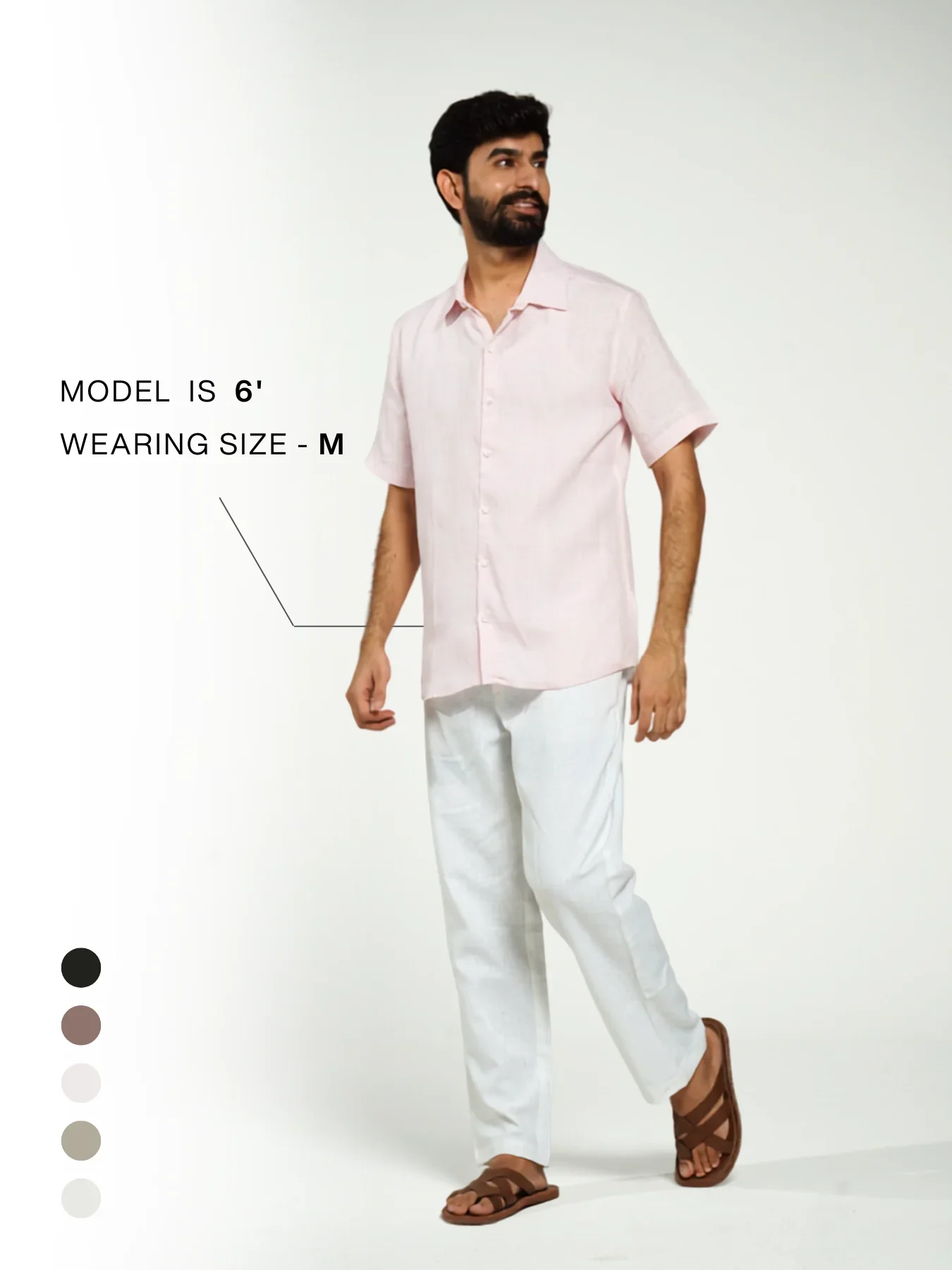 Men Blush Pink Pure Linen Short Sleeve Shirt - Image 15