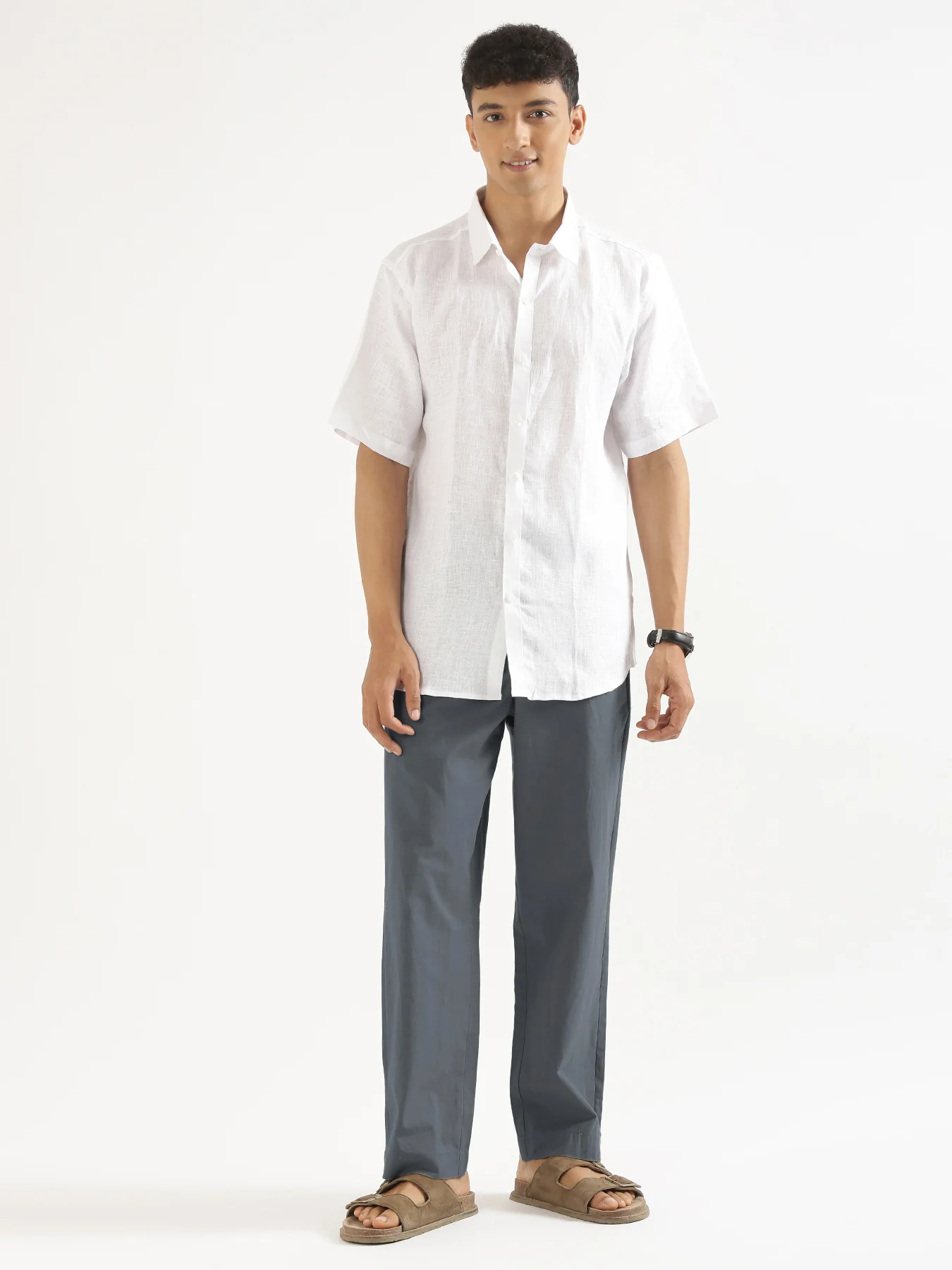 Men Cement Grey Cotton Pant - Image 3