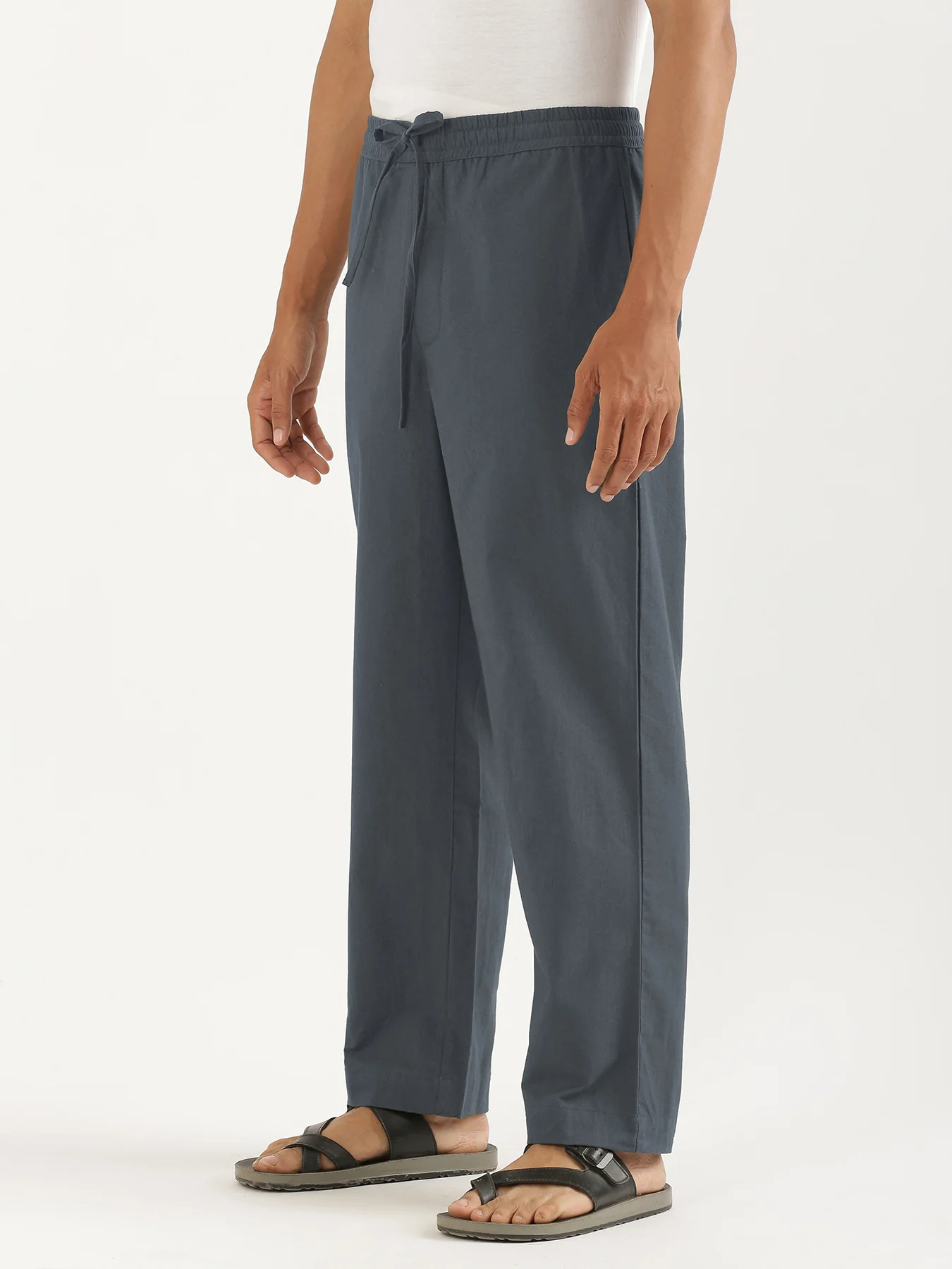 Men Cement Grey Cotton Pant - Image 4