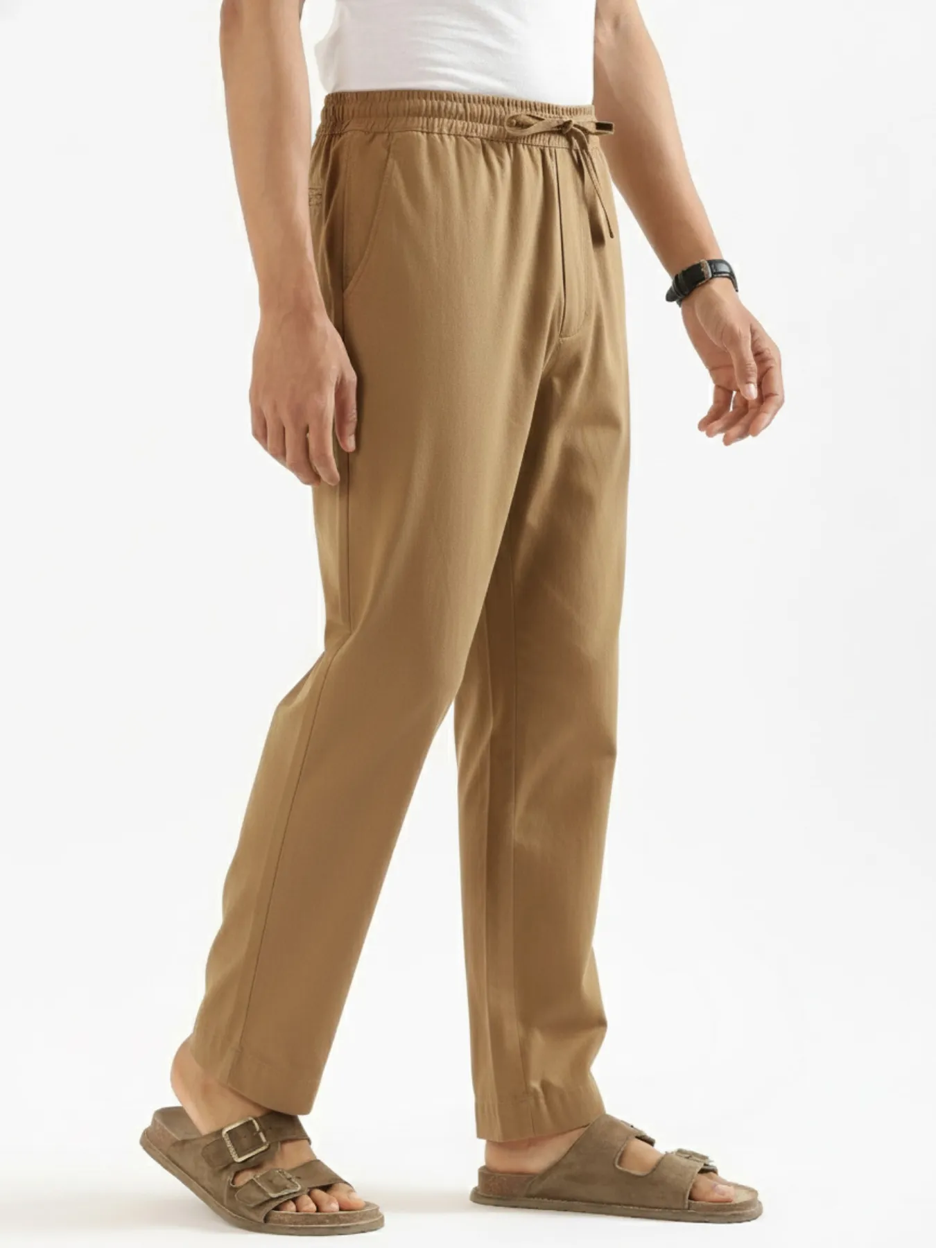 Men Coffee Brown Cotton Pant - Image 5