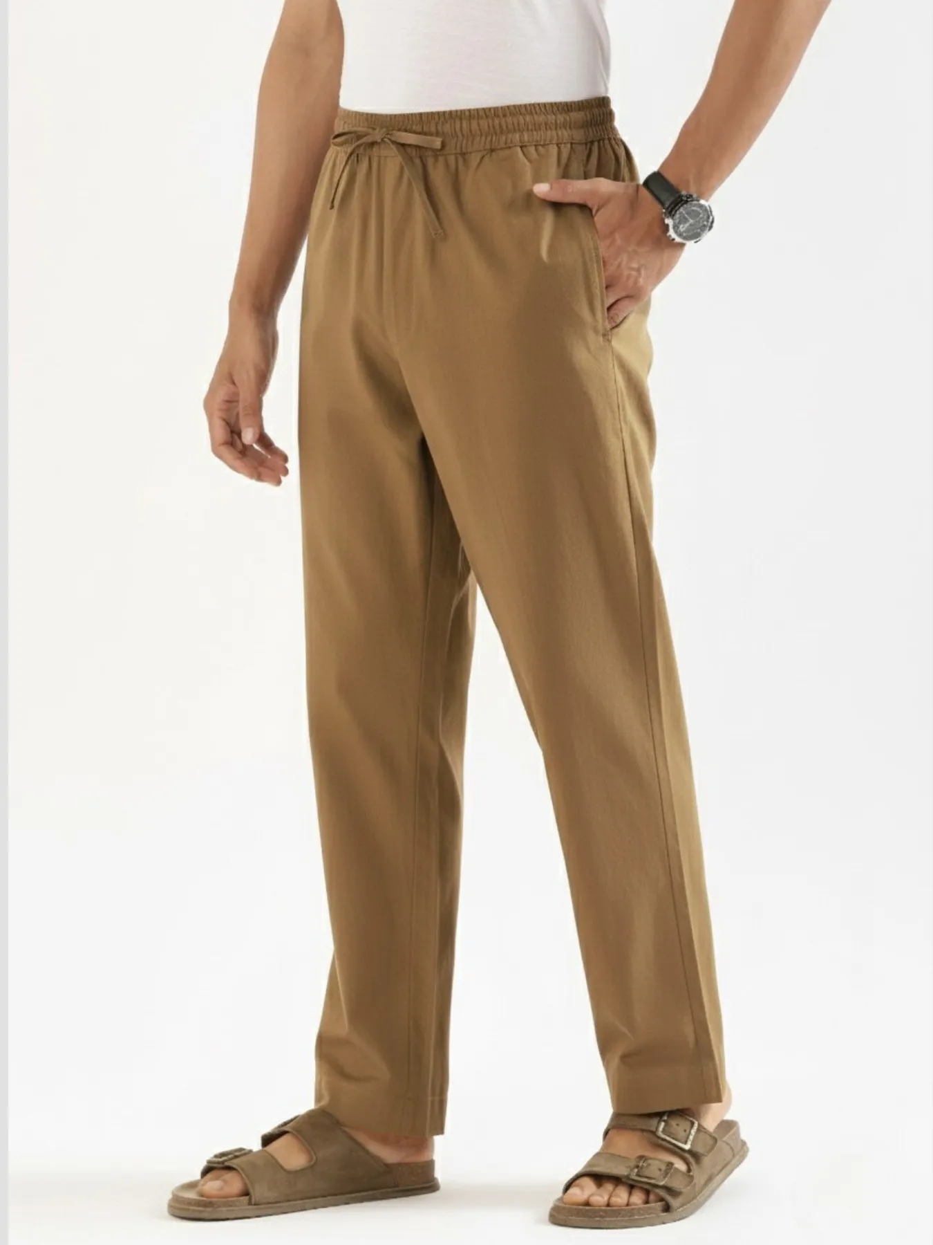Men Coffee Brown Cotton Pant - Image 9