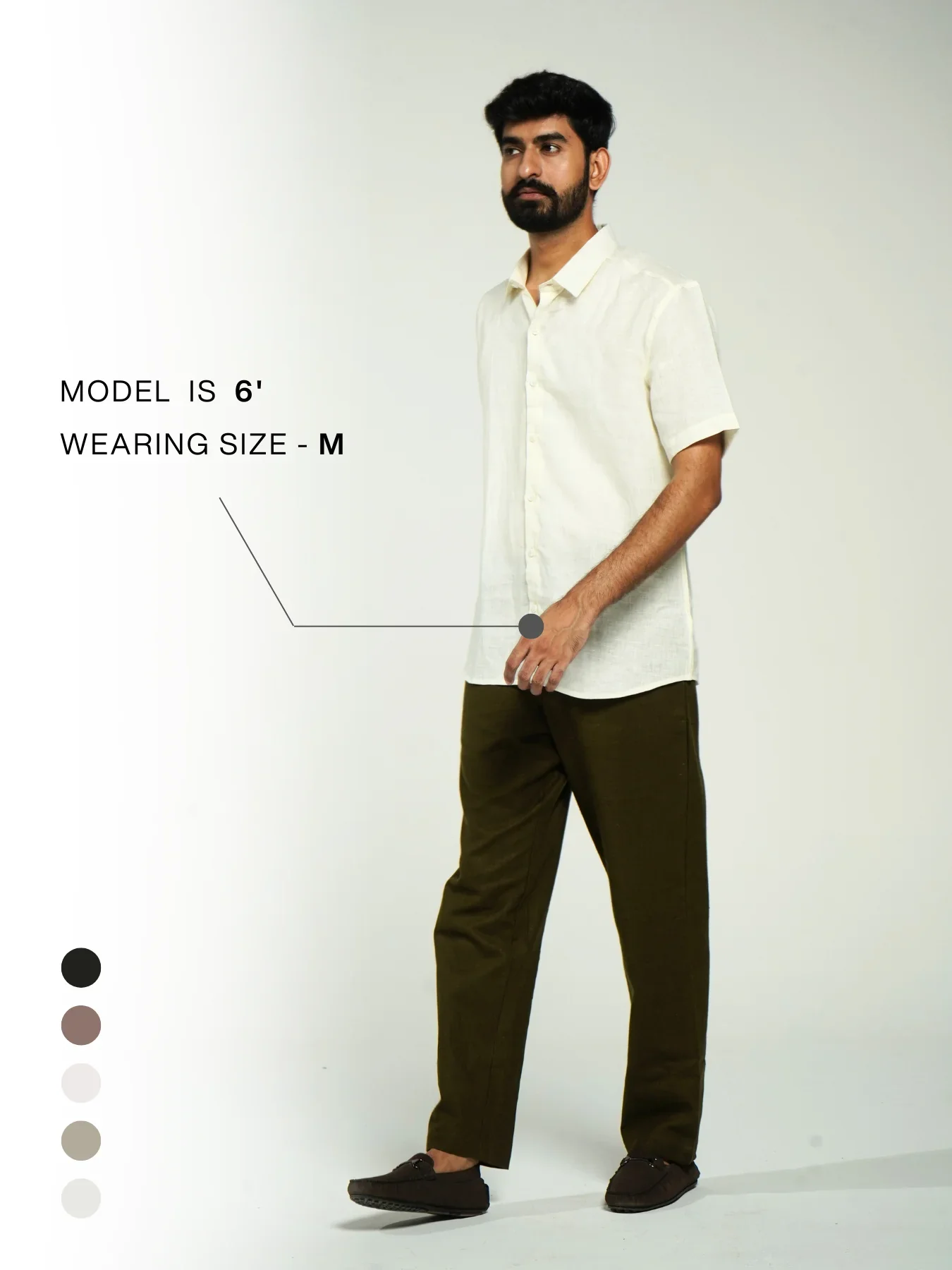 Men Cream Pure Linen Short Sleeve Shirt - Image 12