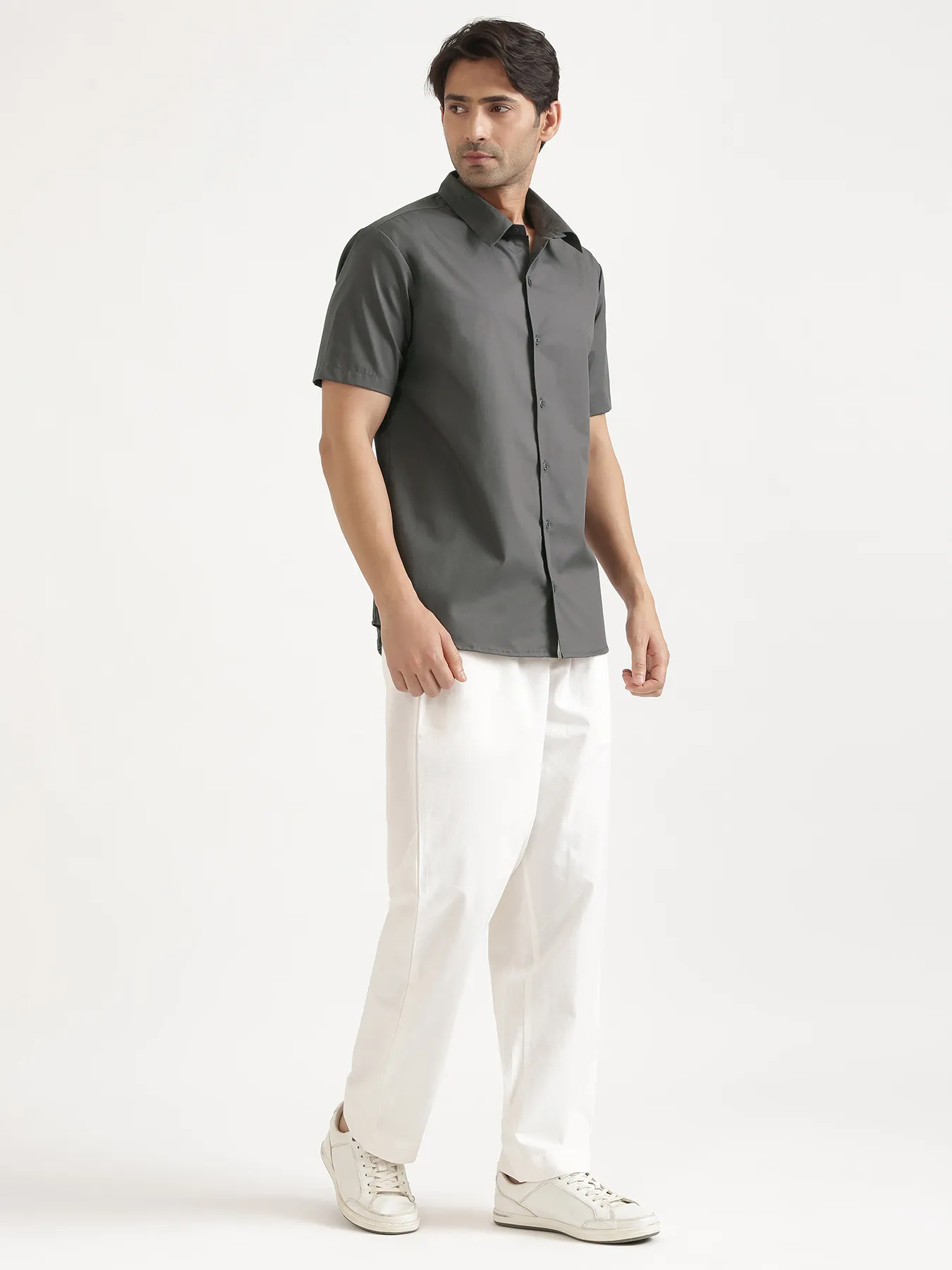 Men Dark Grey Better Cotton Short Sleeve Shirt - Image 3