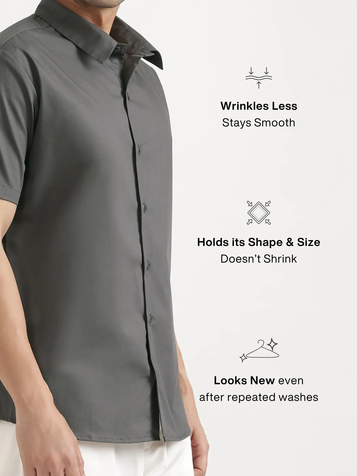 Men Dark Grey Better Cotton Short Sleeve Shirt - Image 6