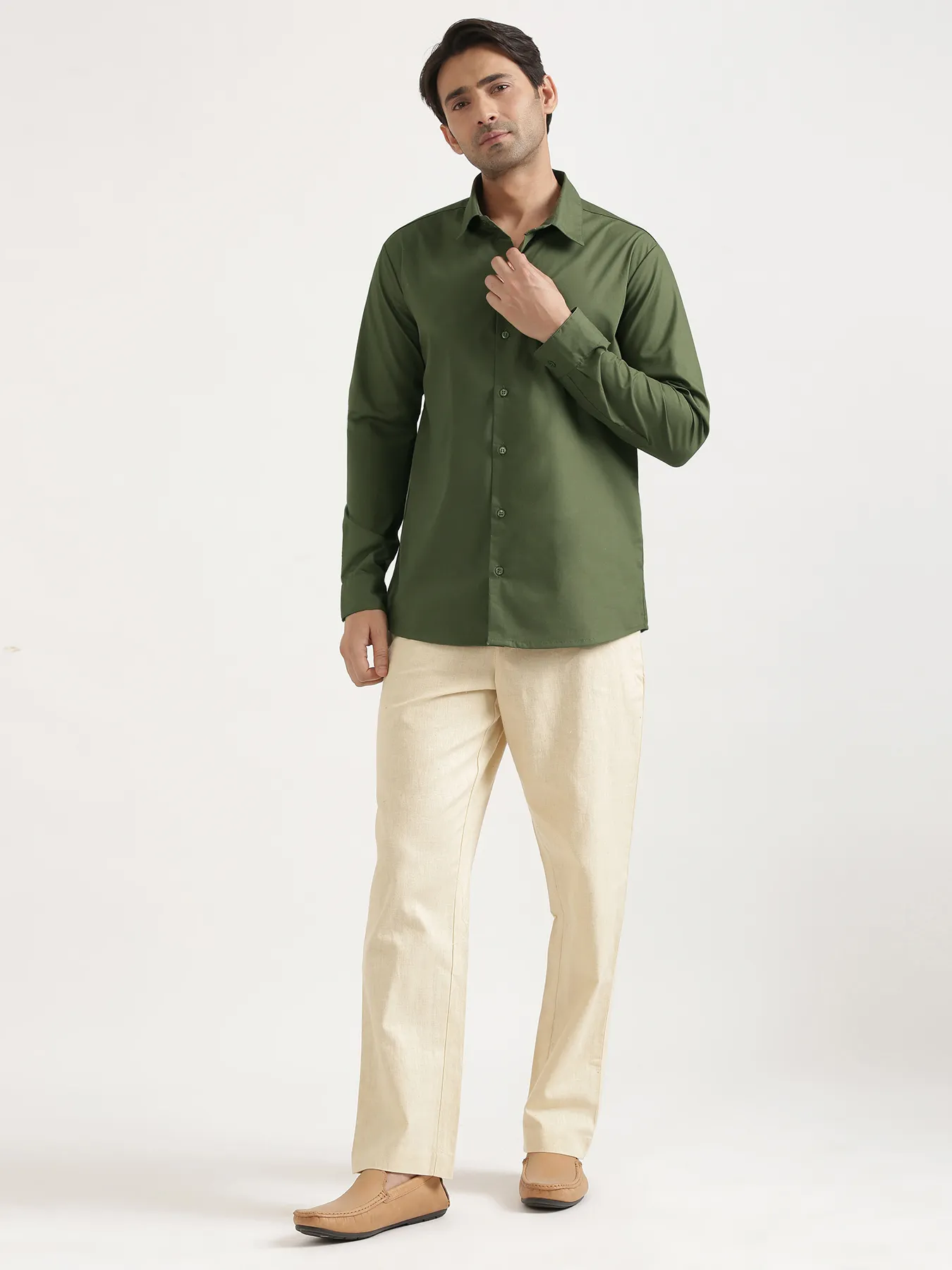 Men Forest Green Better Cotton Full Sleeve Shirt - Image 3