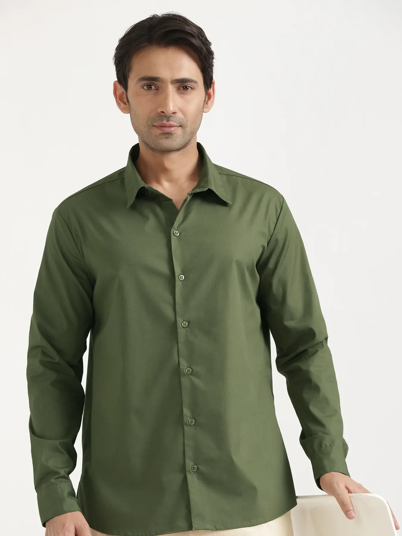 Men Forest Green Better Cotton Full Sleeve Shirt - Image 5