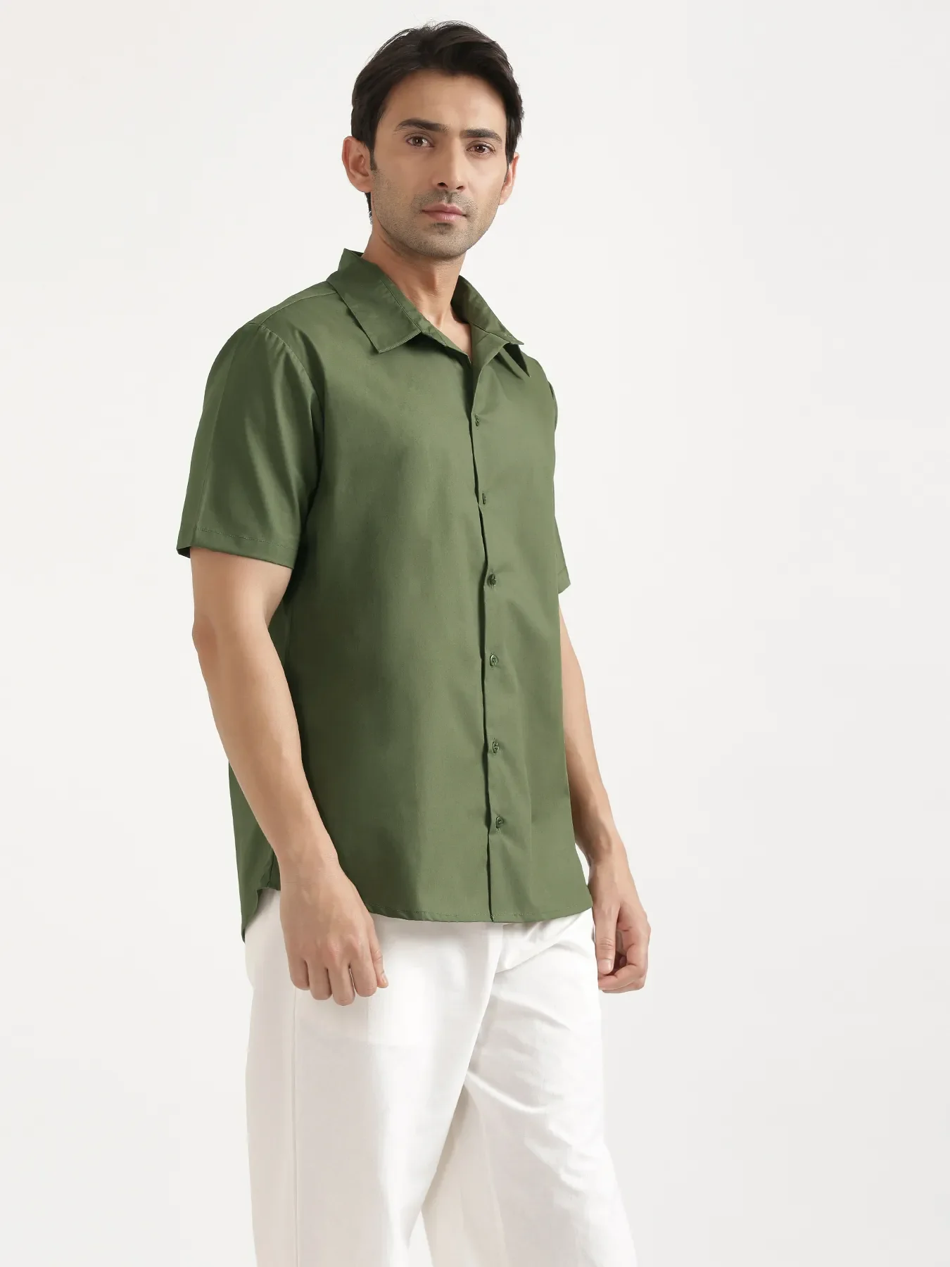 Men Forest Green Better Cotton Short Sleeve Shirt - Image 14