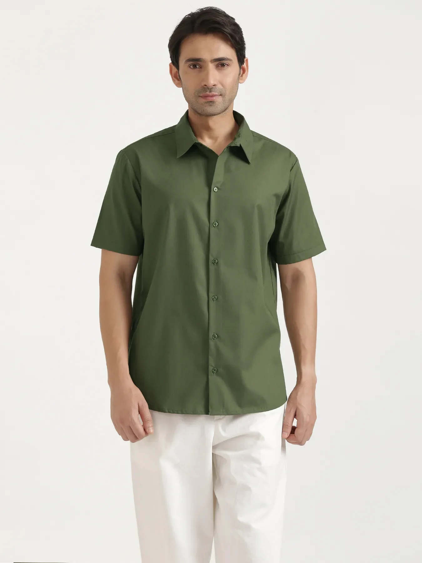 Men Forest Green Better Cotton Short Sleeve Shirt - Image 5