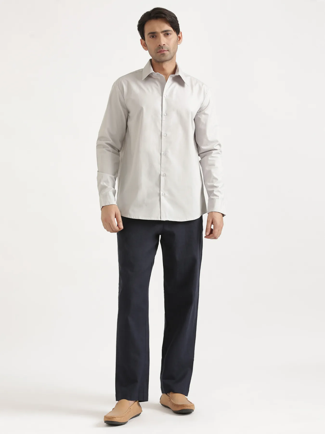 Men Light Grey Better Cotton Full Sleeve Shirt - Image 3
